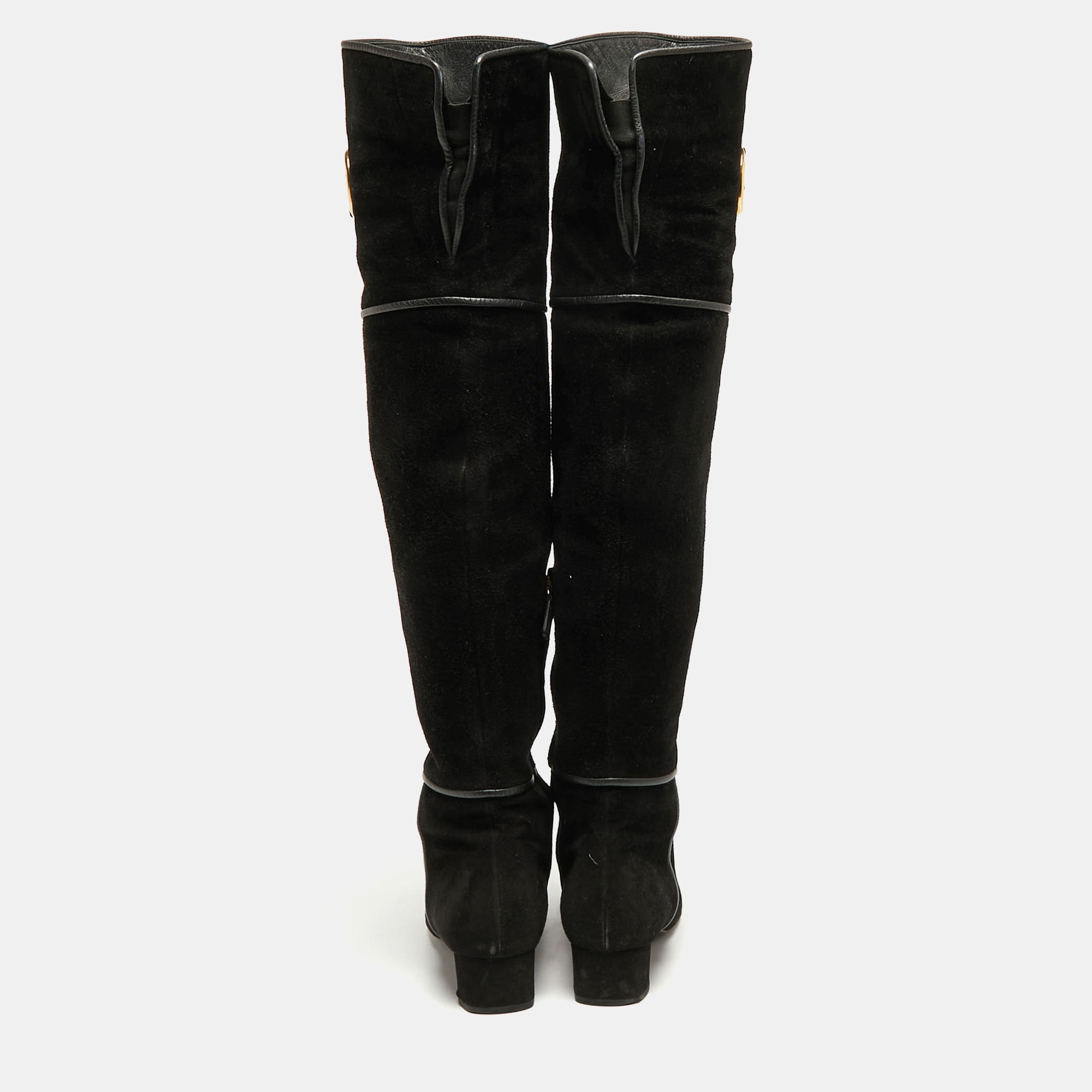 Gucci Black Suede Knee Length Boots Size 38.5