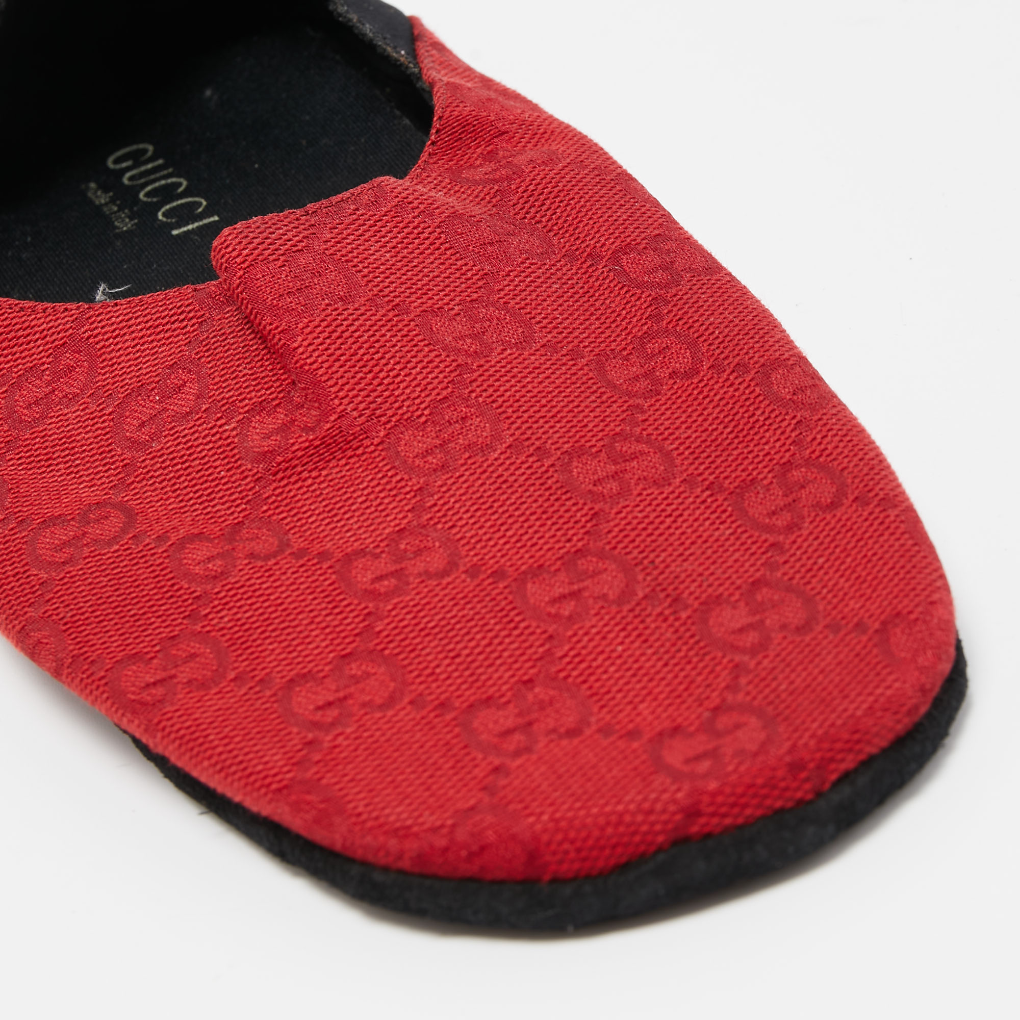 Gucci Red/Black Guccissima Canvas And Fabric Flats Size 36