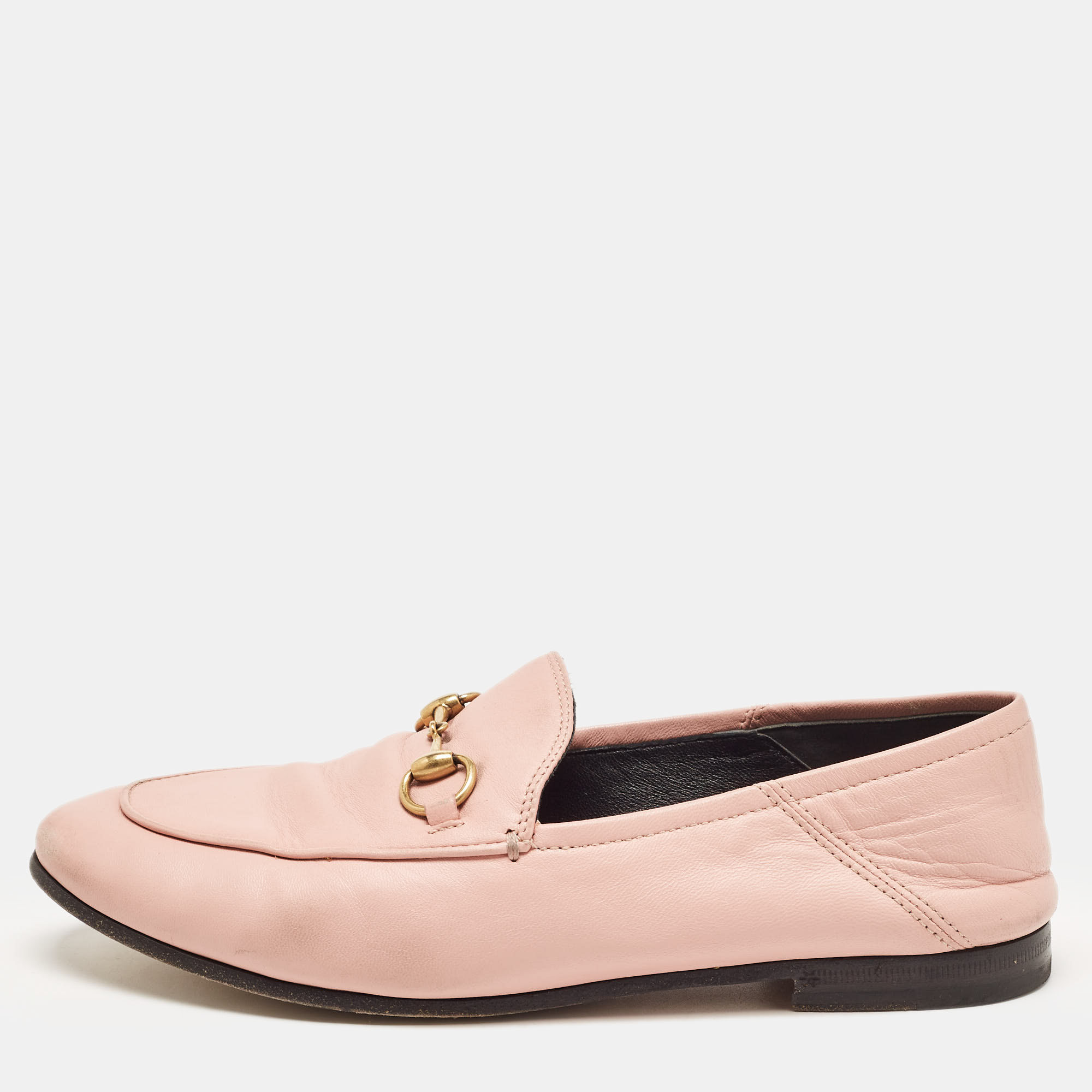 Gucci Pink Leather Jordaan Loafers Size 37