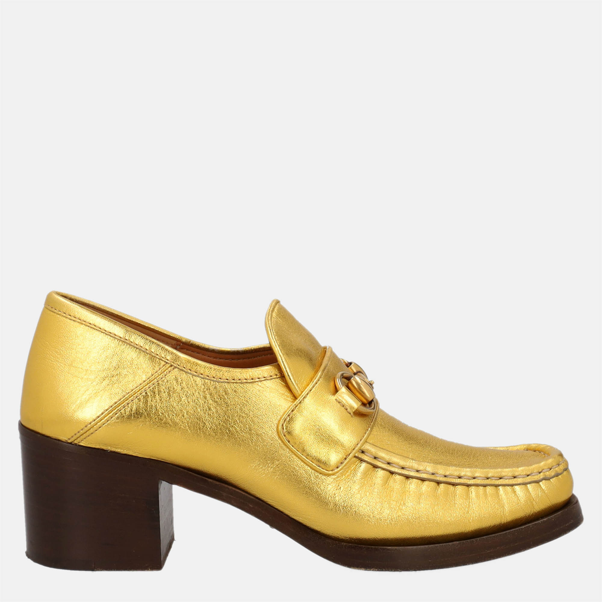 Gucci  Women's Leather Loafers - Gold - EU 38.5