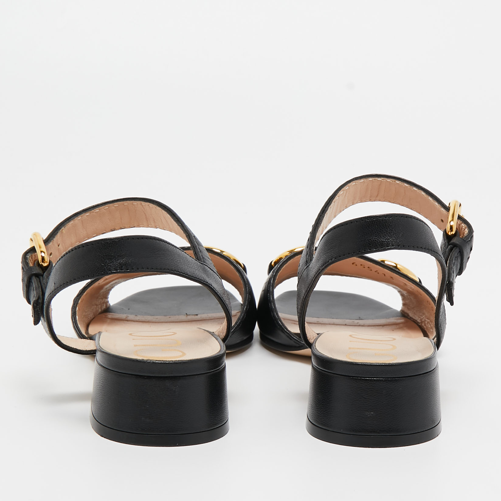 Gucci Black Leather Horsebit Sandals Size 36.5