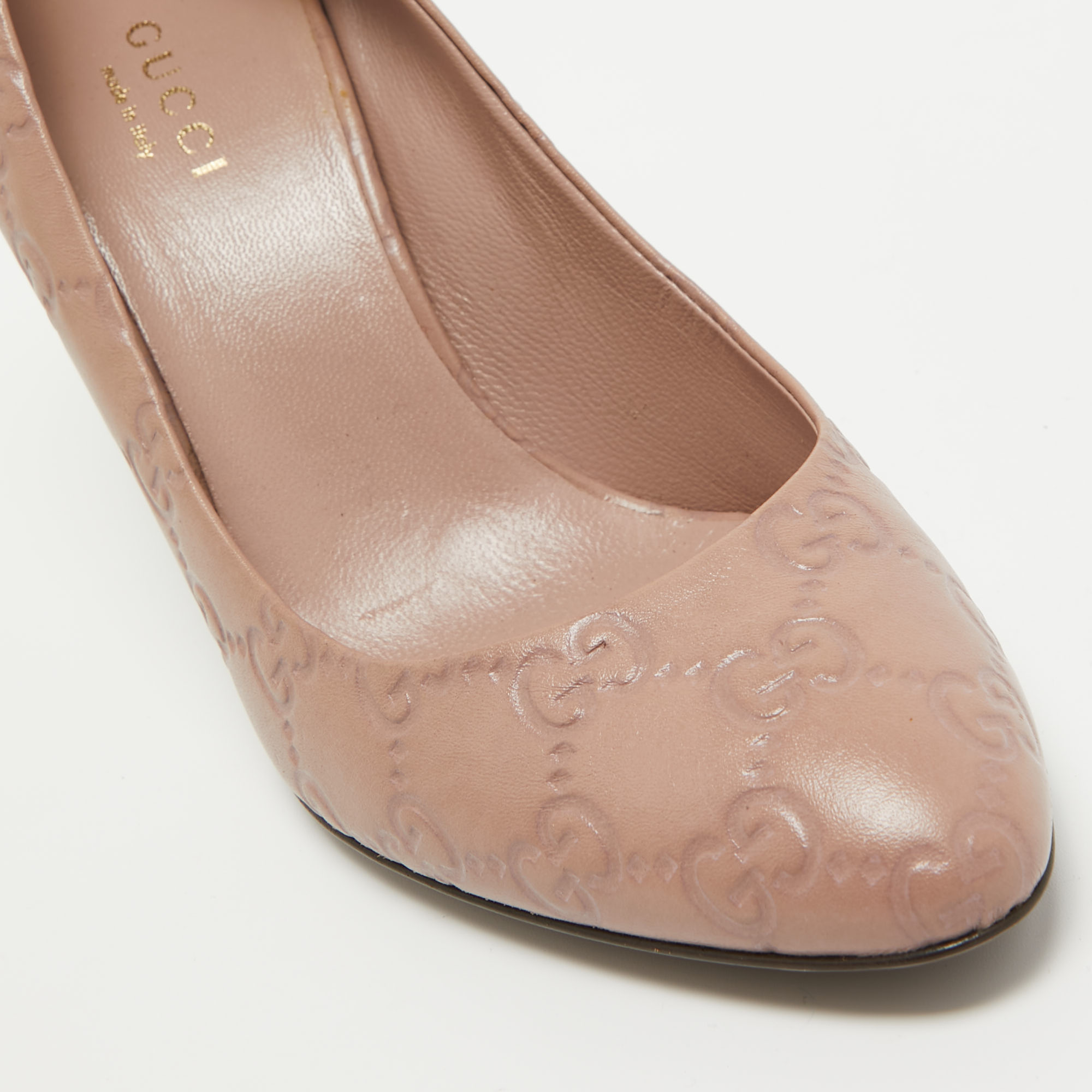 Gucci Pink Leather Guccissima Pumps Size 35.5