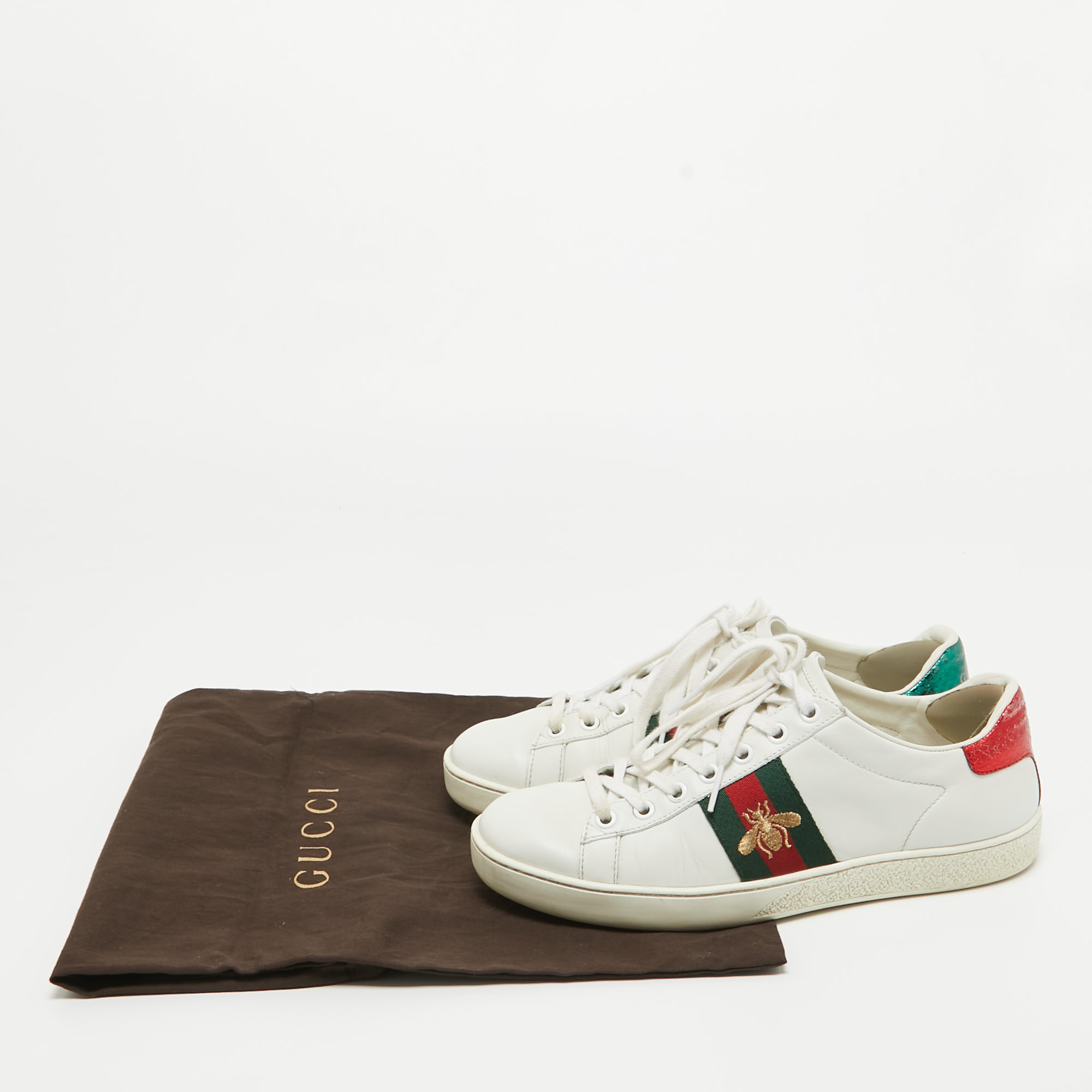 Gucci White Leather Ace Low Top Sneakers Size 37