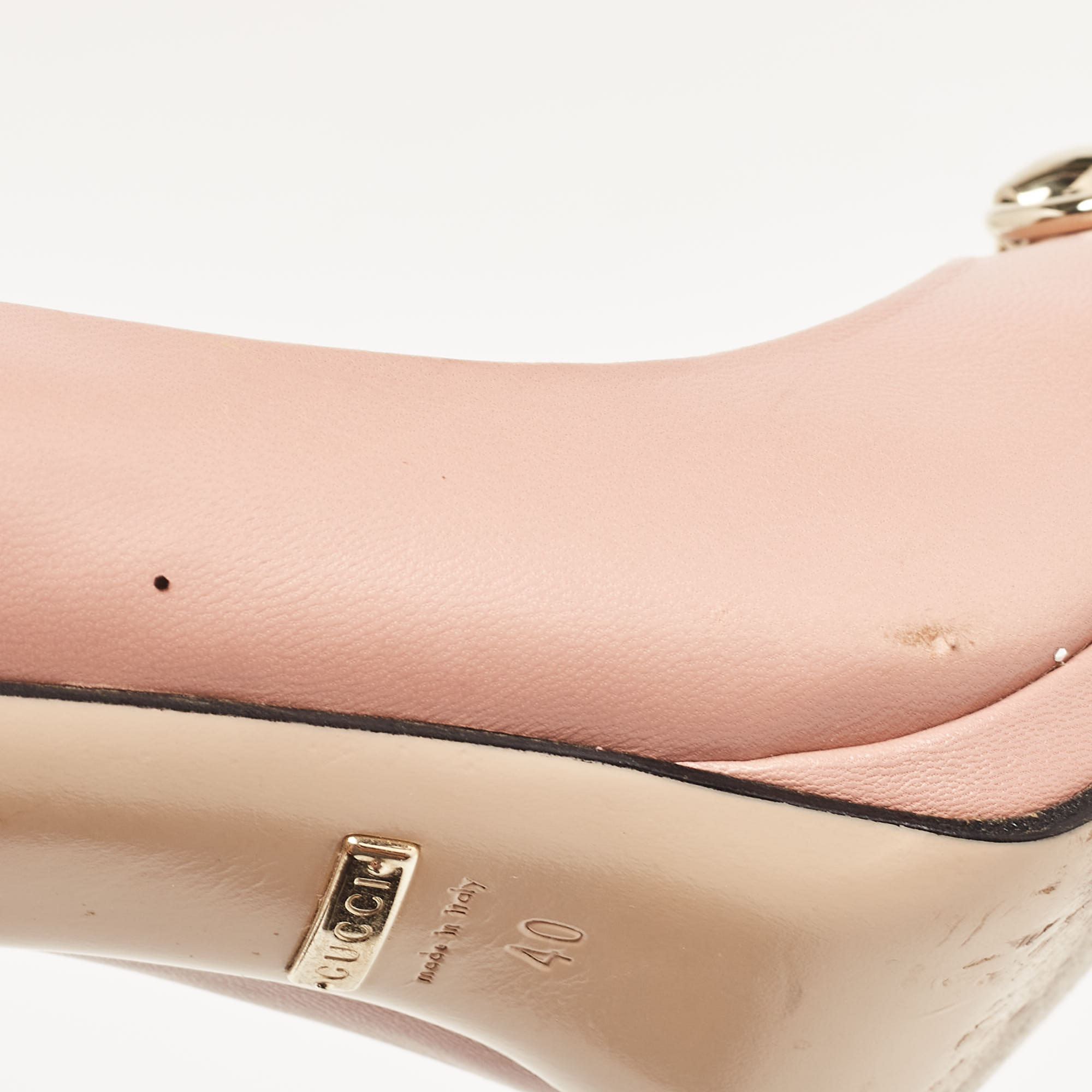 Gucci Pink Leather Horsebit Platform Pumps Size 40