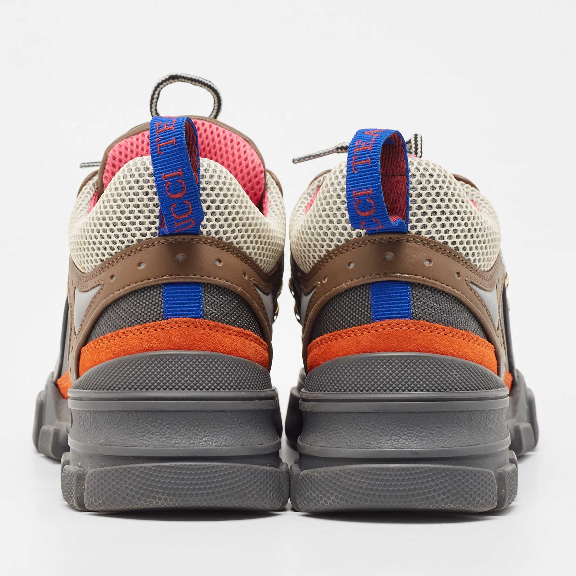 Gucci Multicolor Mesh And Leather Flashtrek Sneakers Size 39