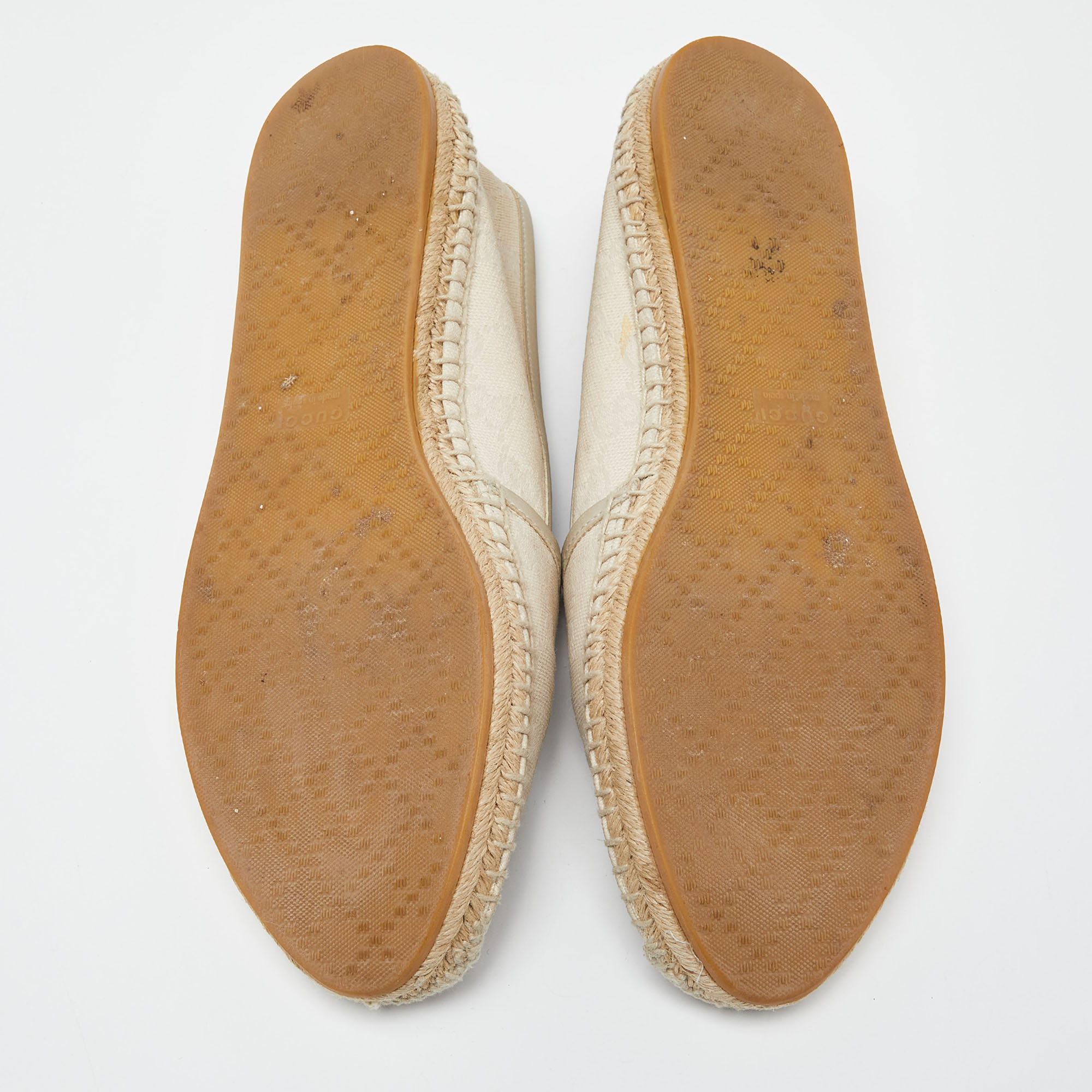 Gucci Beige GG Canvas And Leather Espadrille Flats Size 39