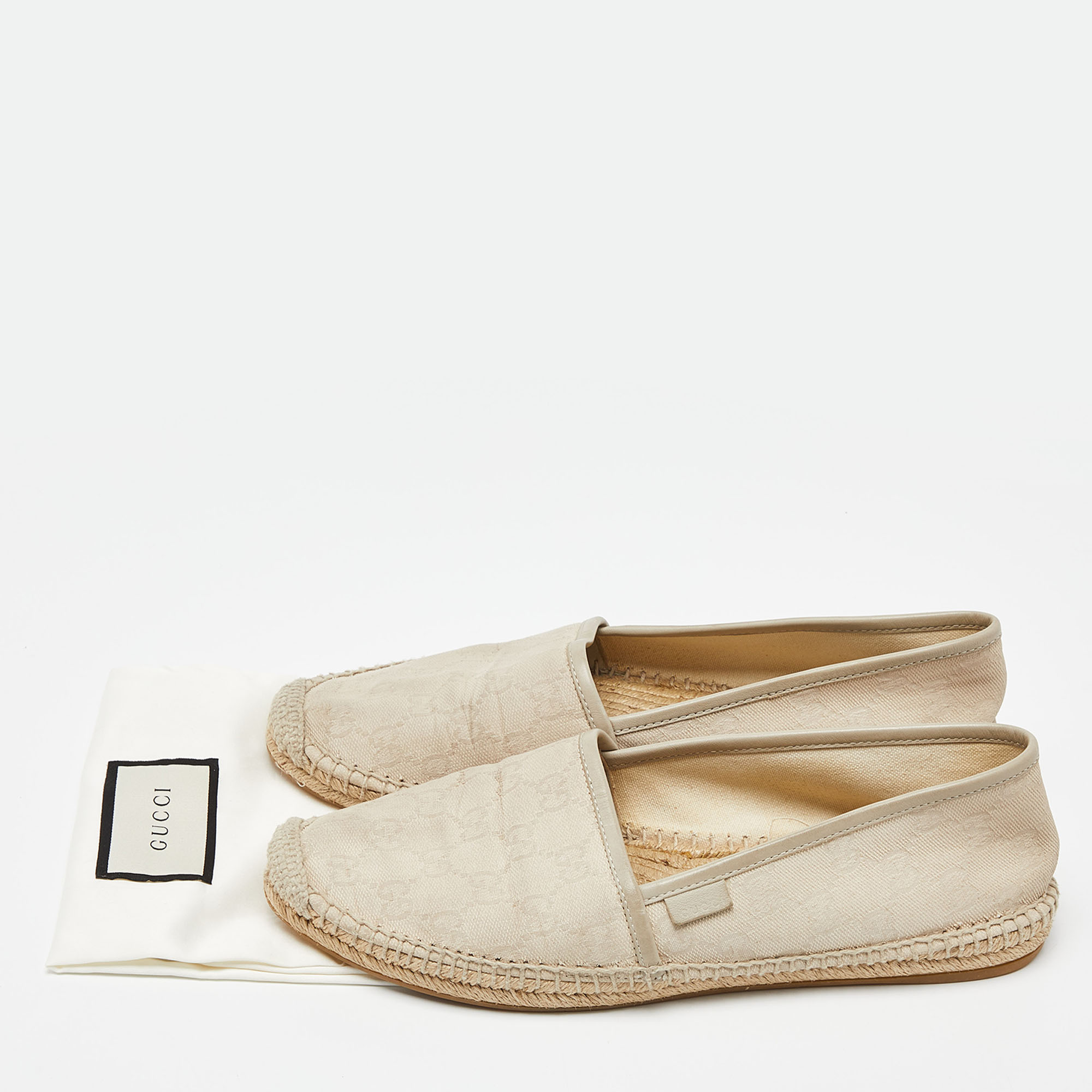Gucci Beige GG Canvas And Leather Espadrille Flats Size 39