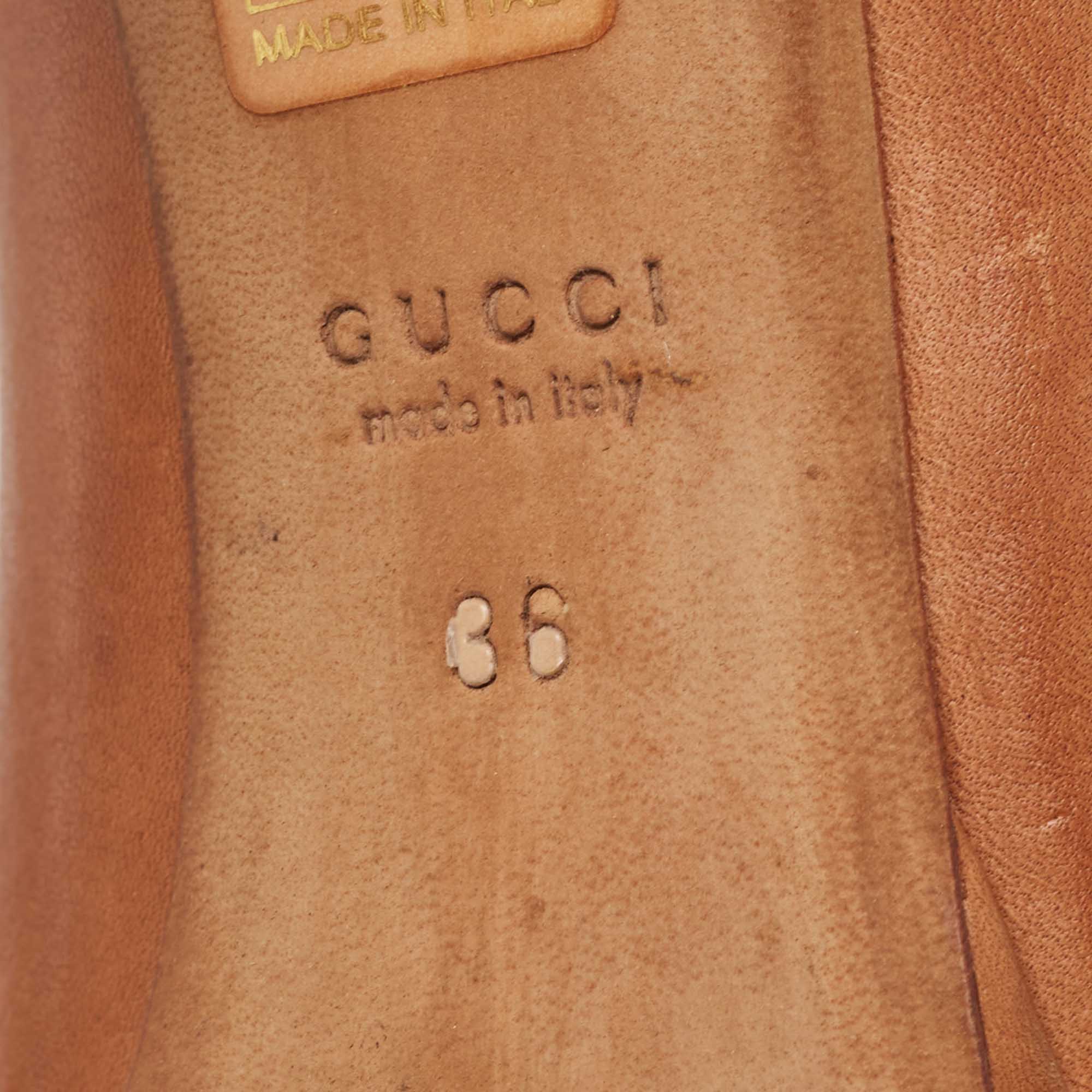 Gucci Brown Leather Jolene  Open Toe Pumps Size 38