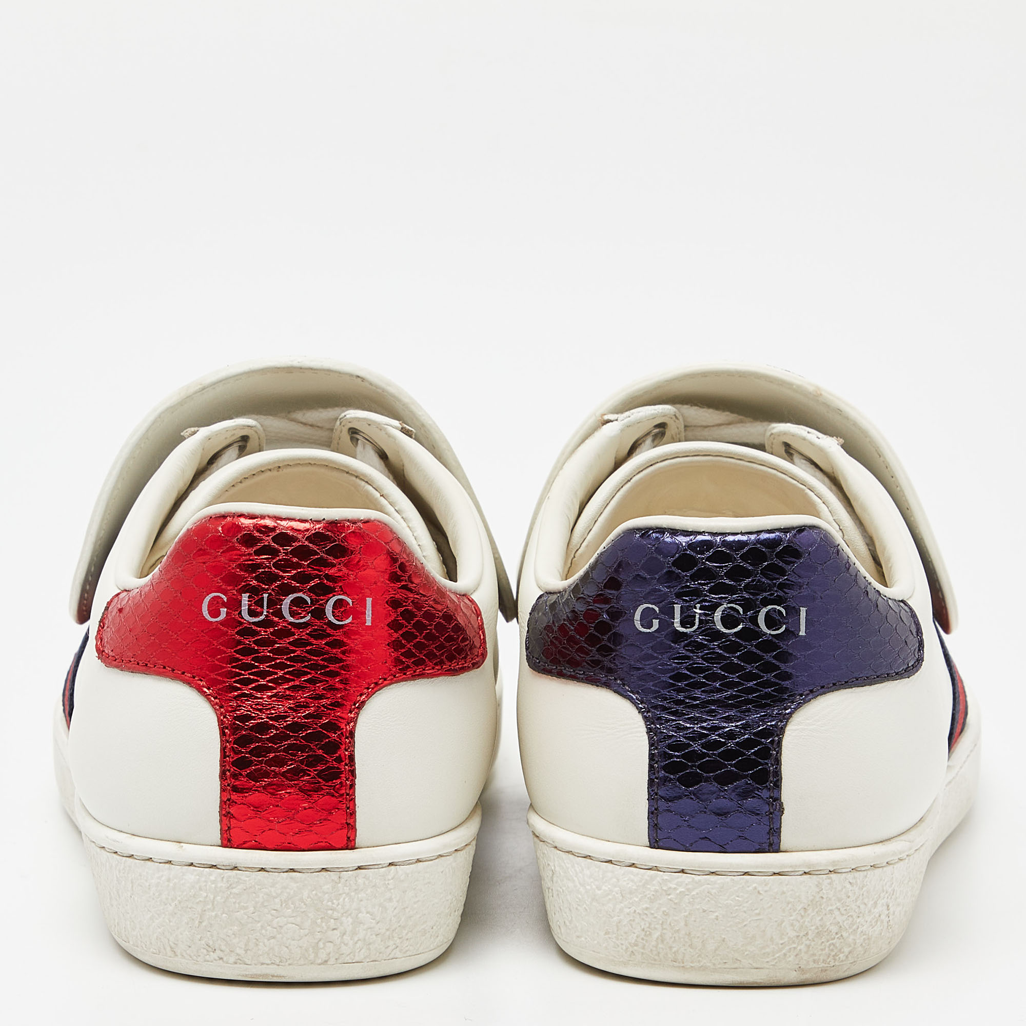 Gucci White Leather Embellished Pineapple Strap Ace Sneakers Size 35