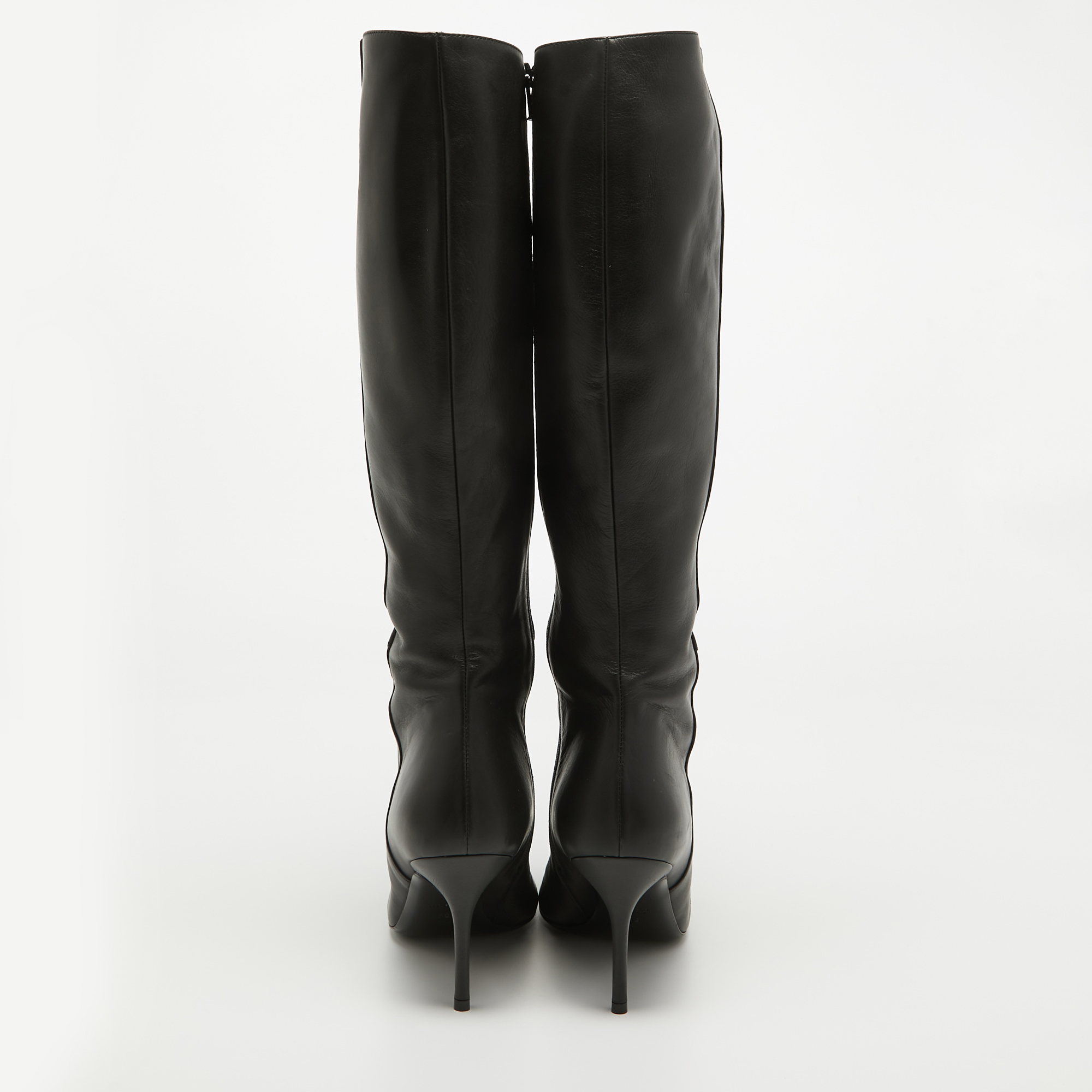 Gucci Black Leather Knee Length Boots Size 40