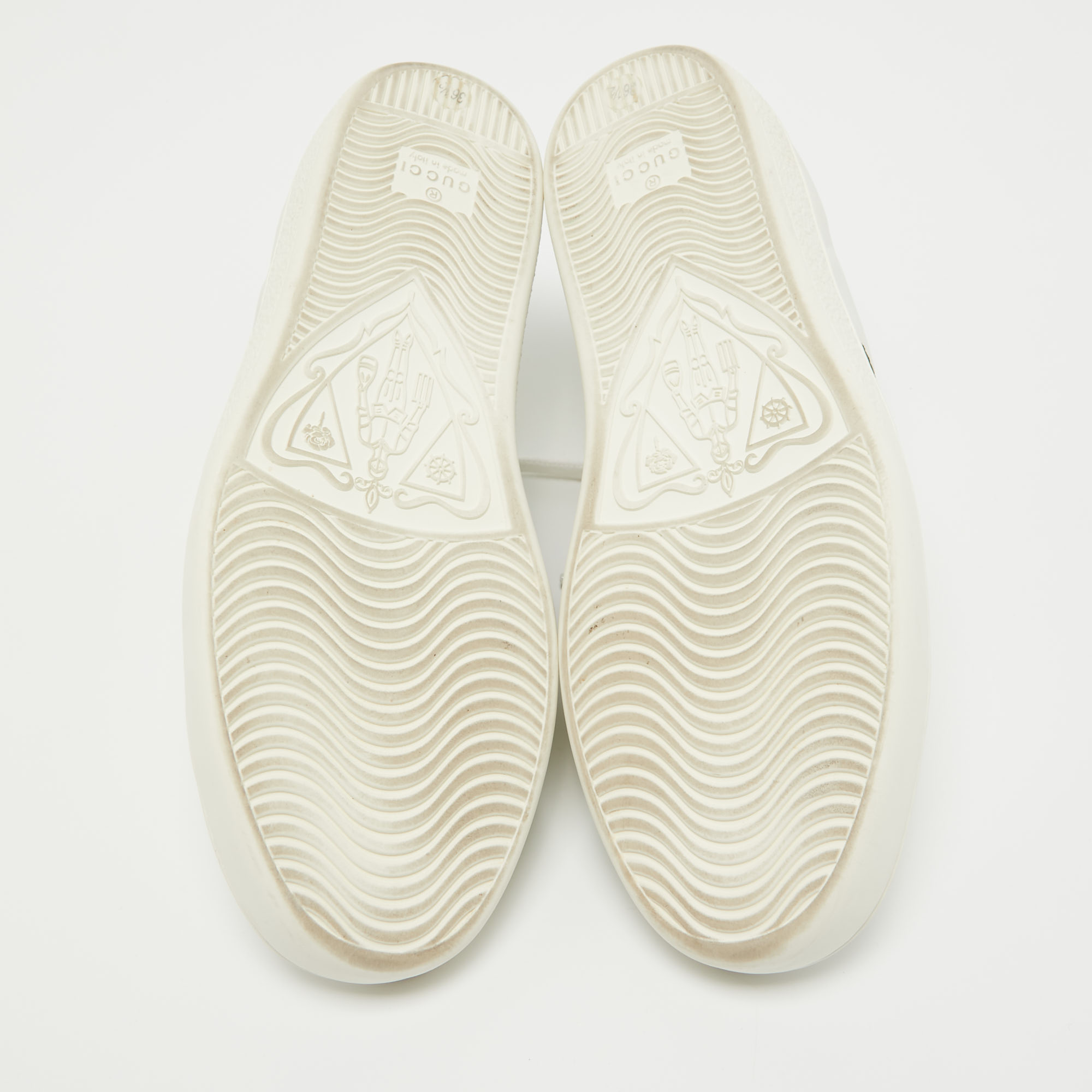 Gucci White Leather Accent Web Low Top Sneakers Size 36.5