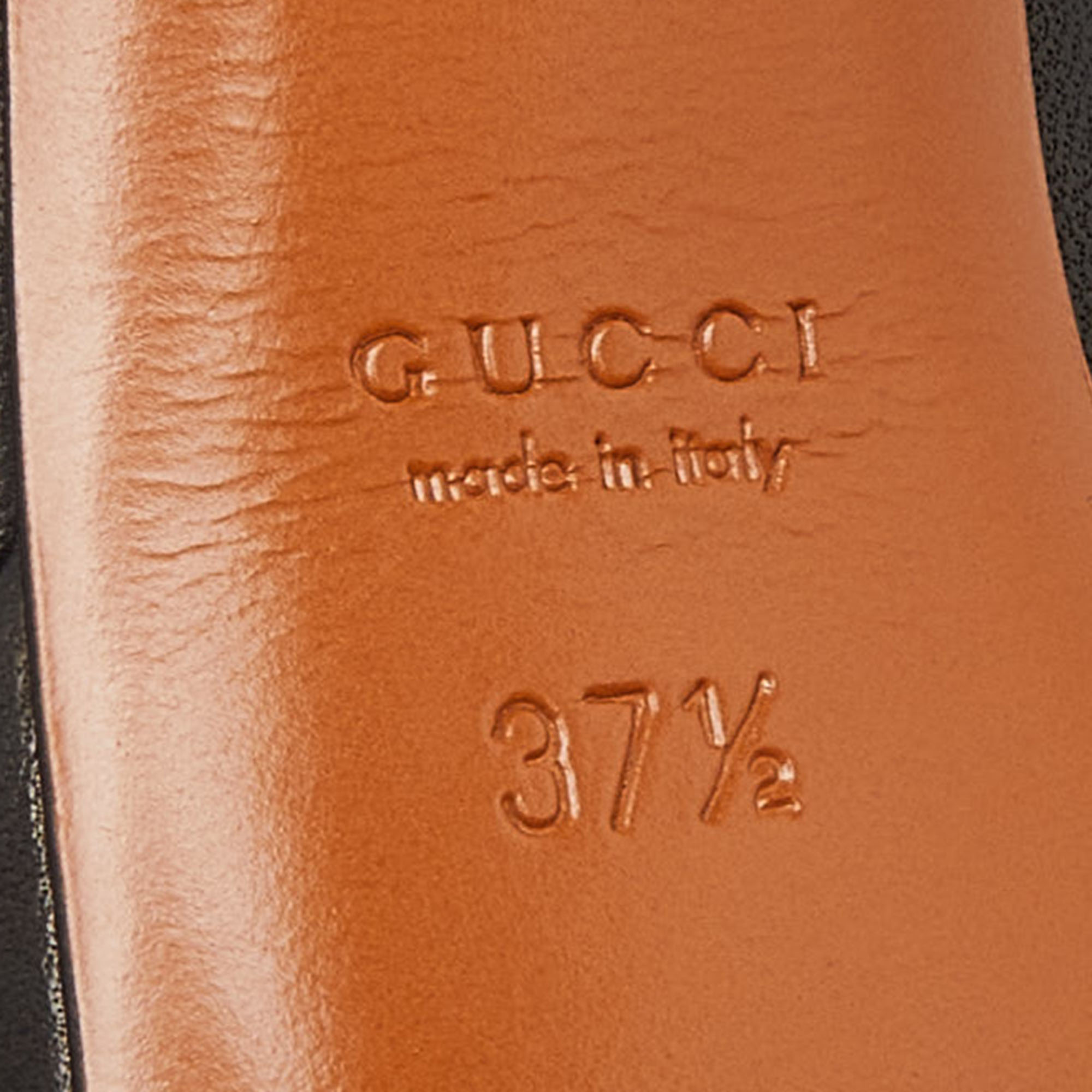 Gucci Black Leather Round Toe Platform Pumps Size 37.5