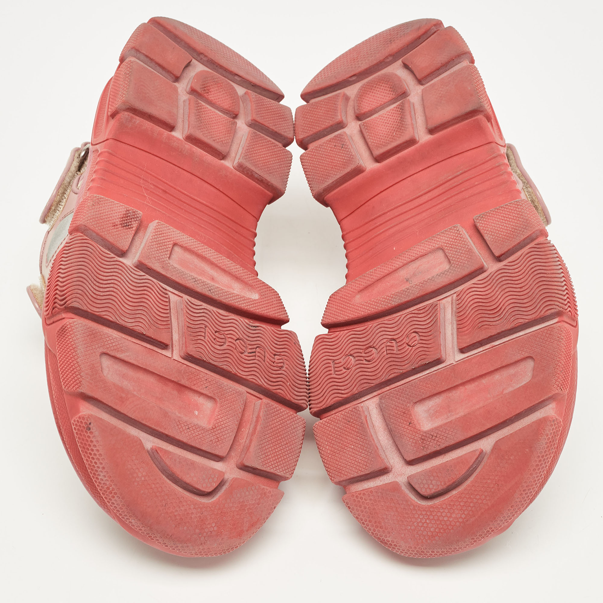 Gucci Beige/White Leather And Mesh Sega Velcro Slingback Sandals Size 36