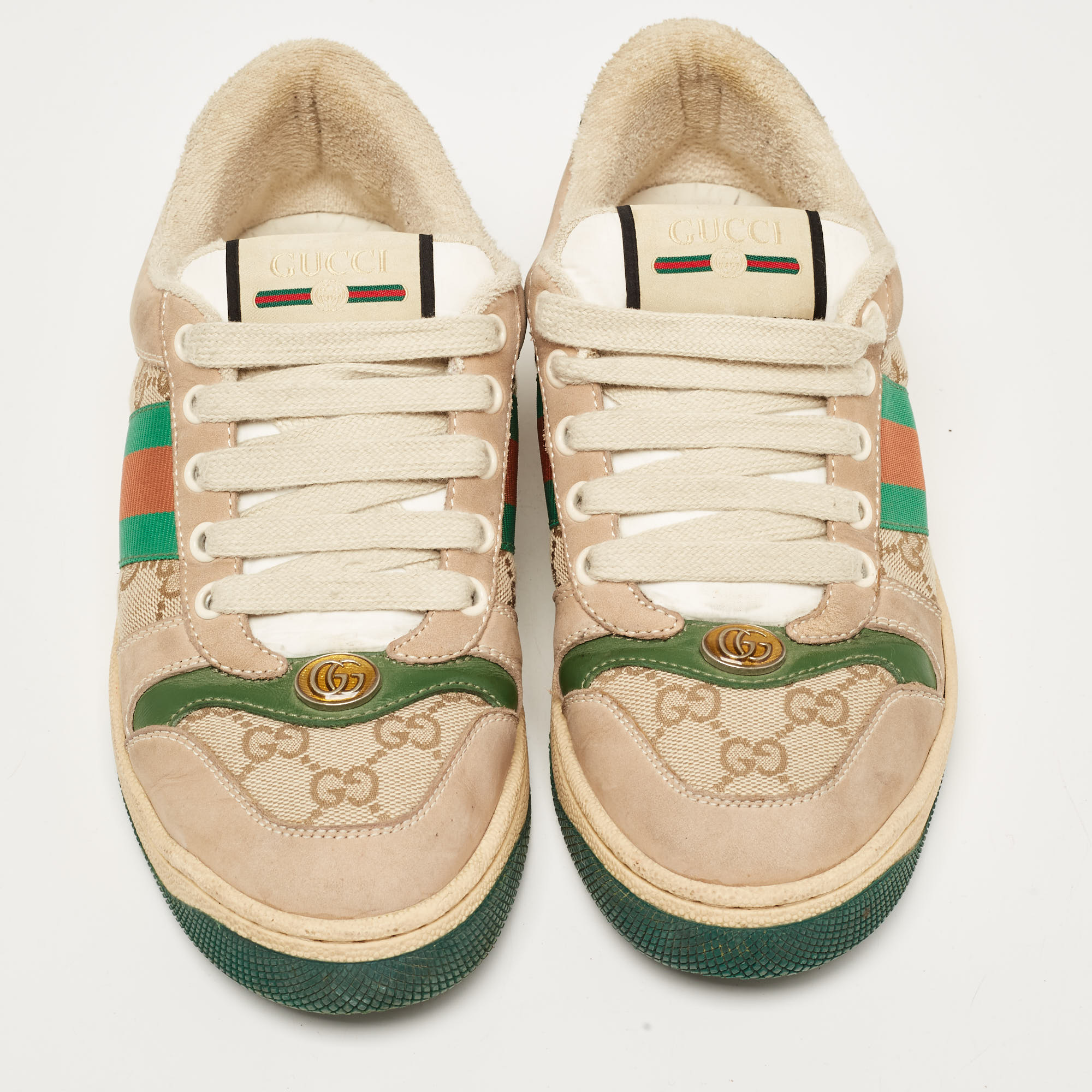 Gucci Multicolor Nubuck And Leather Screener Sneakers Size 37