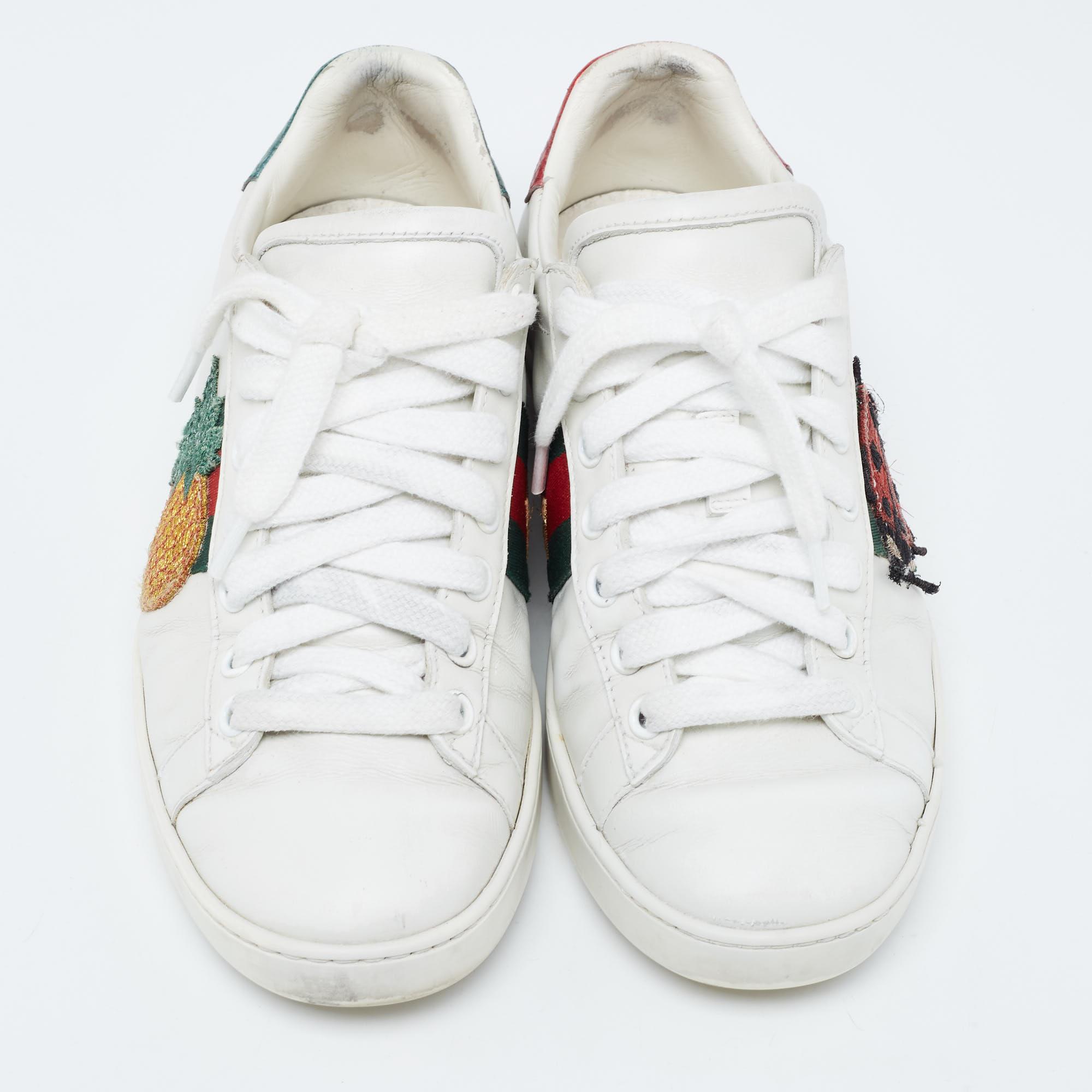 Gucci White Leather Web Ace Sneakers Size 34.5