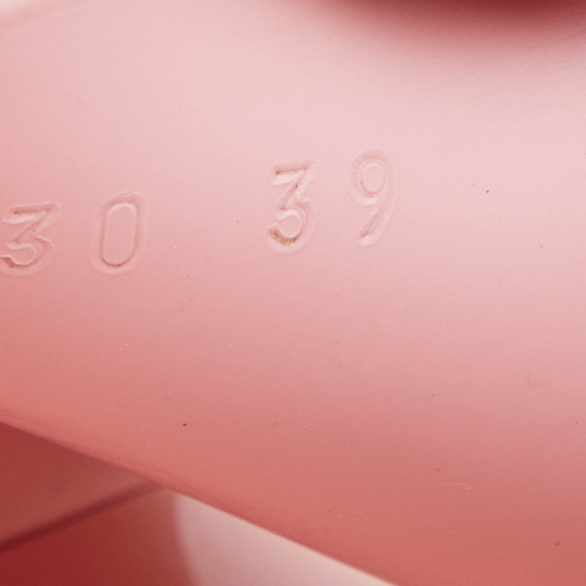 Gucci Pink Rubber Embossed Logo Block Heel Slide Sandals Size 39
