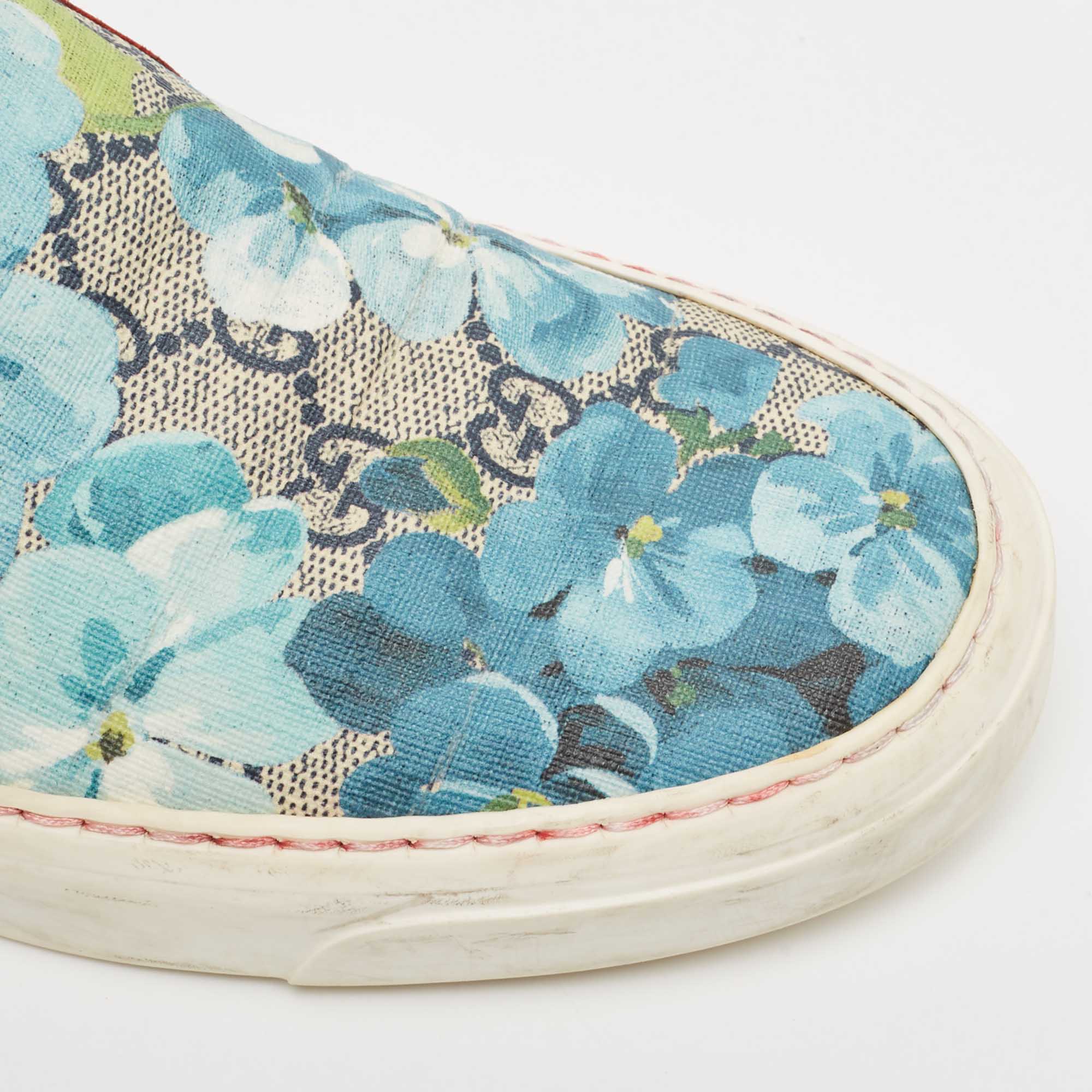 Gucci Multicolor GG Supreme Blooms Printed Canvas Slip On Sneakers Size 37.5