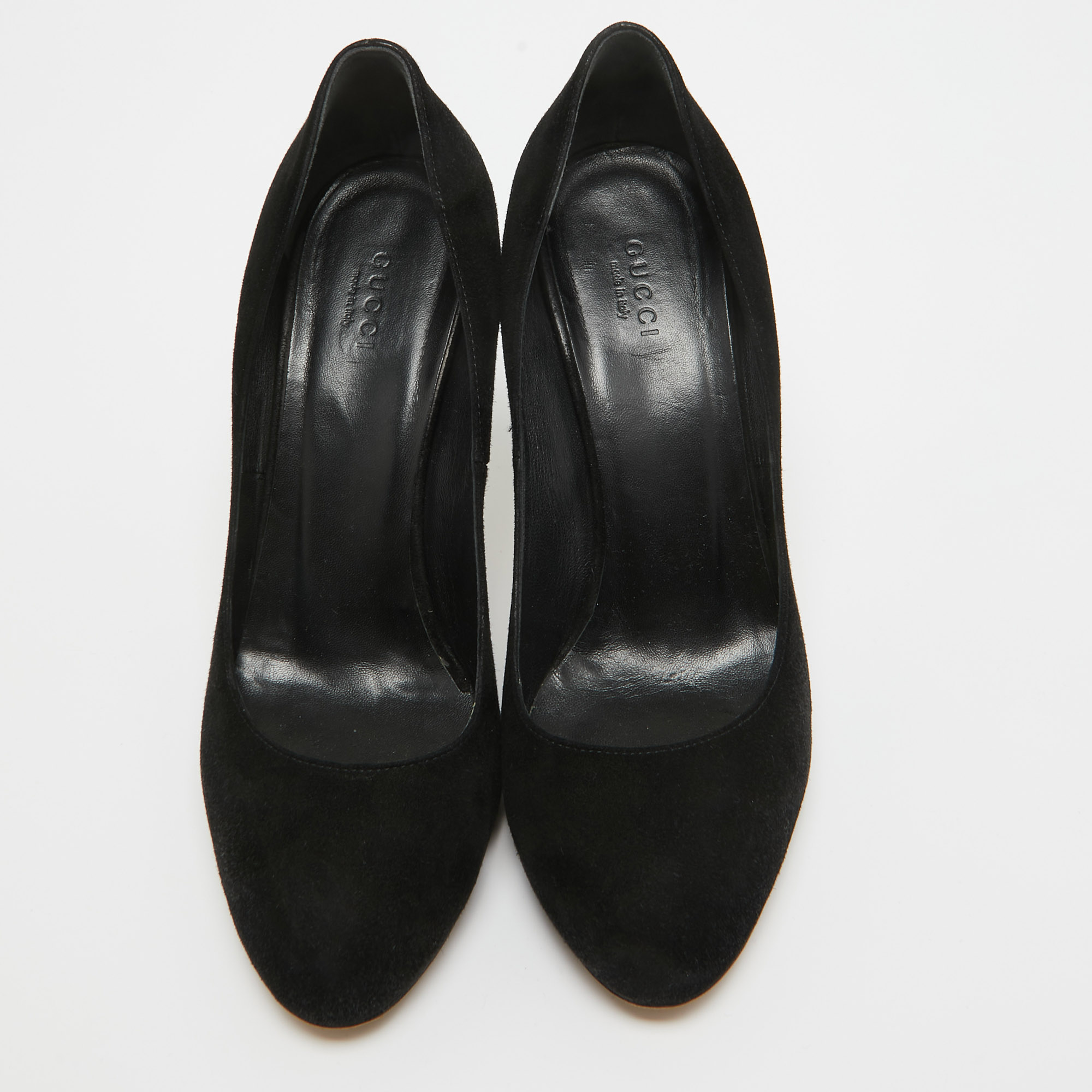 Gucci Black Suede Round Toe Pumps Size 38.5