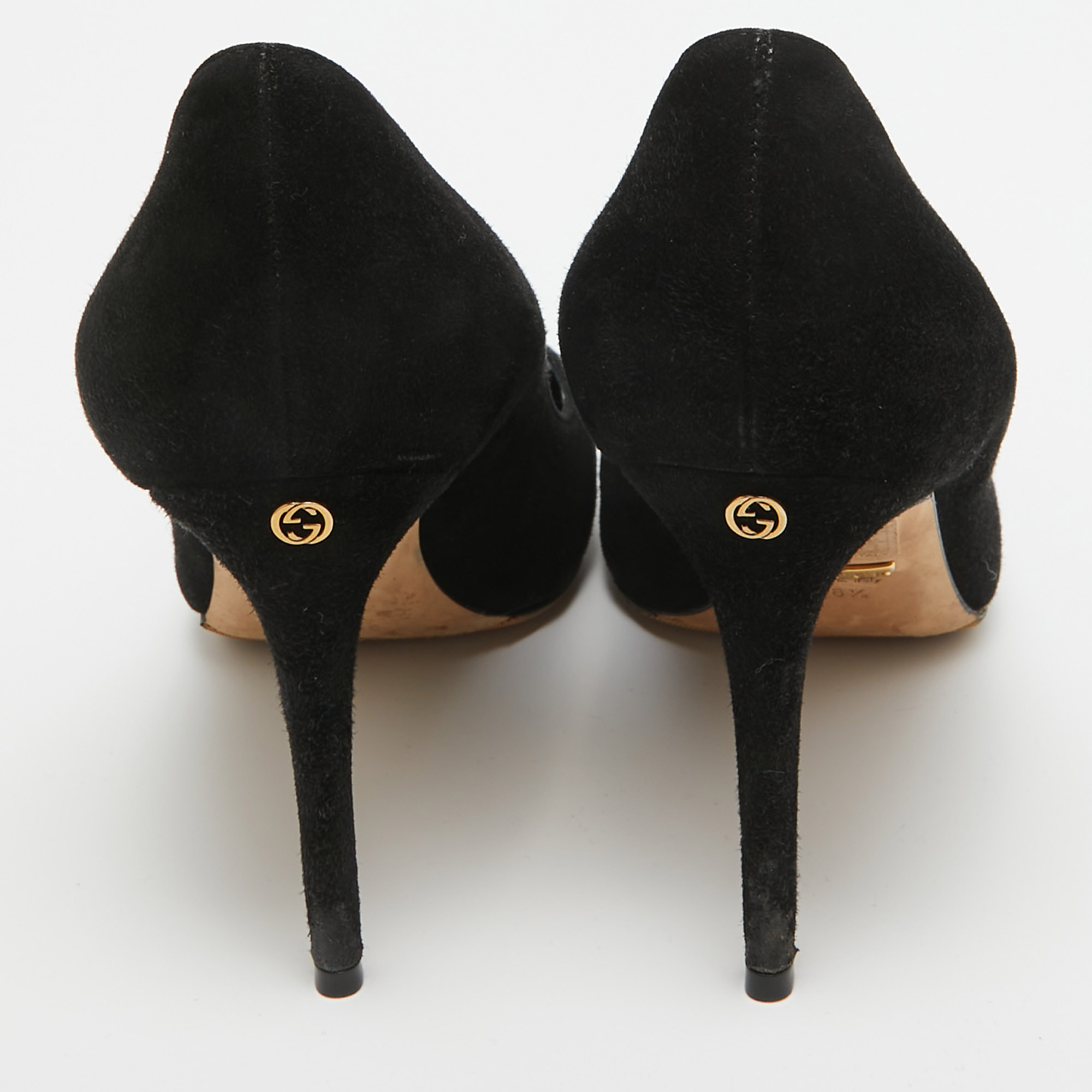 Gucci Black Suede Round Toe Pumps Size 38.5