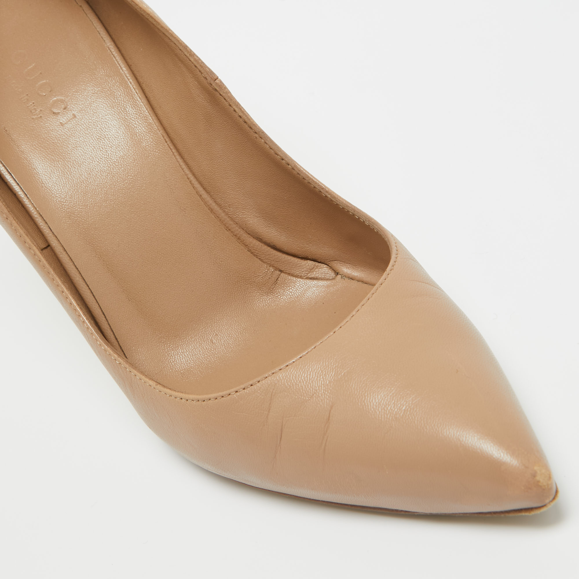 Gucci Brown Leather Pointed Toe Pumps Size 37