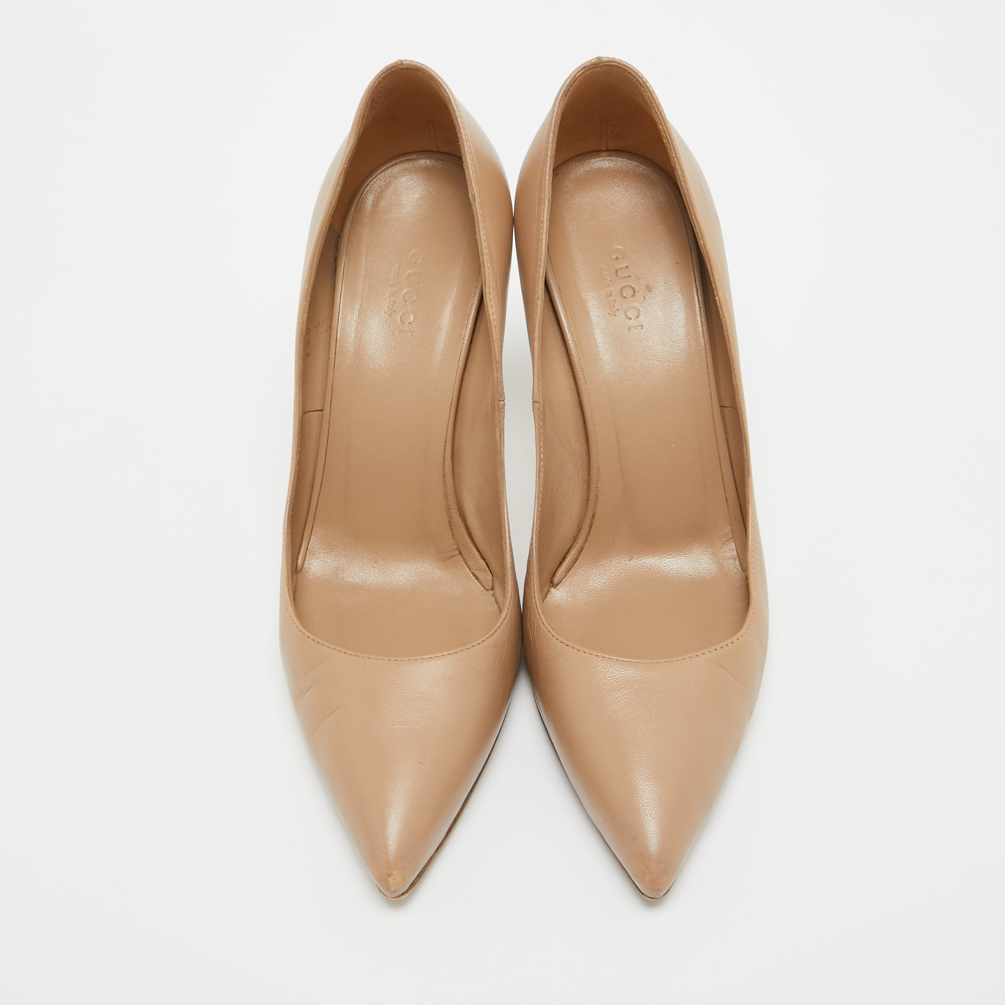 Gucci Brown Leather Pointed Toe Pumps Size 37