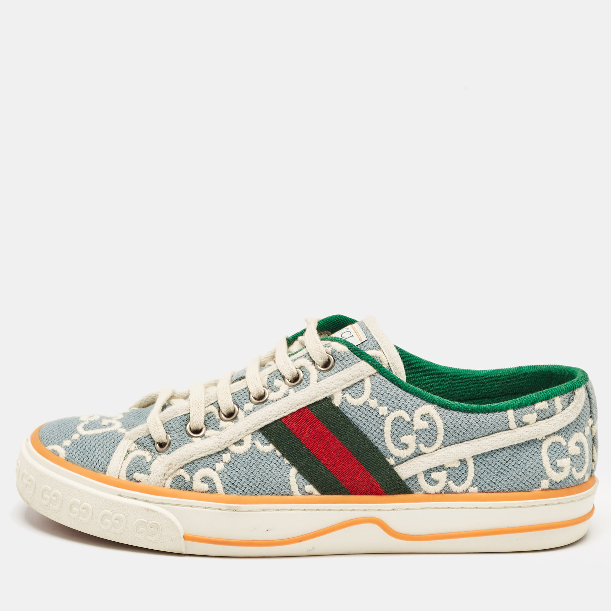 Gucci blue gg canvas tennis  low top sneakers size 39