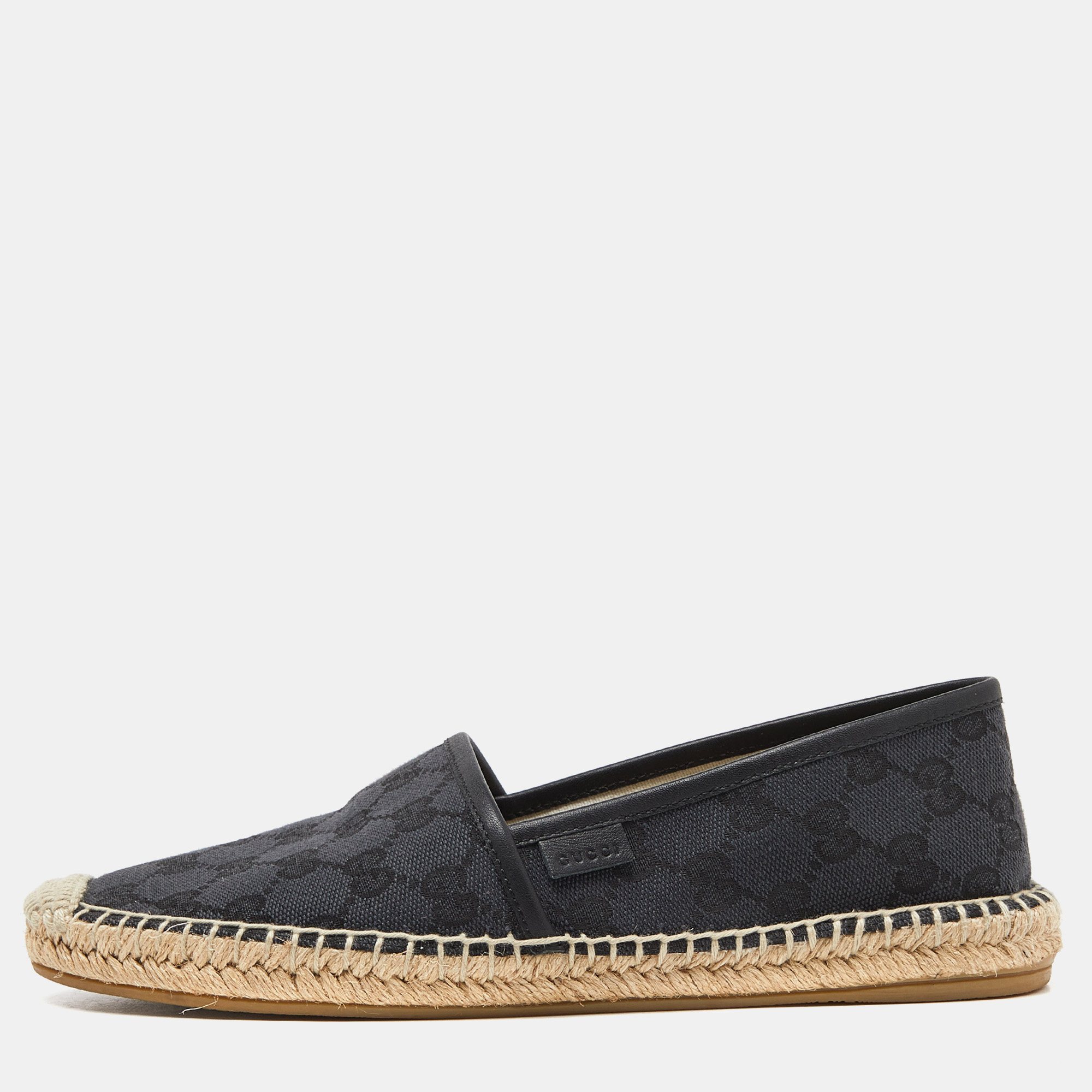 

Gucci Black GG Canvas and Leather Espadrille Flats Size