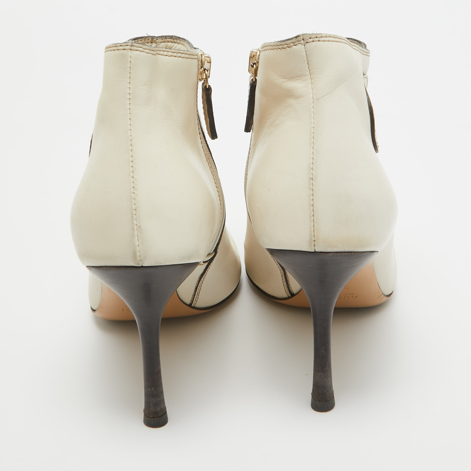 Gucci Cream Leather Interlocking GG Booties Size 37