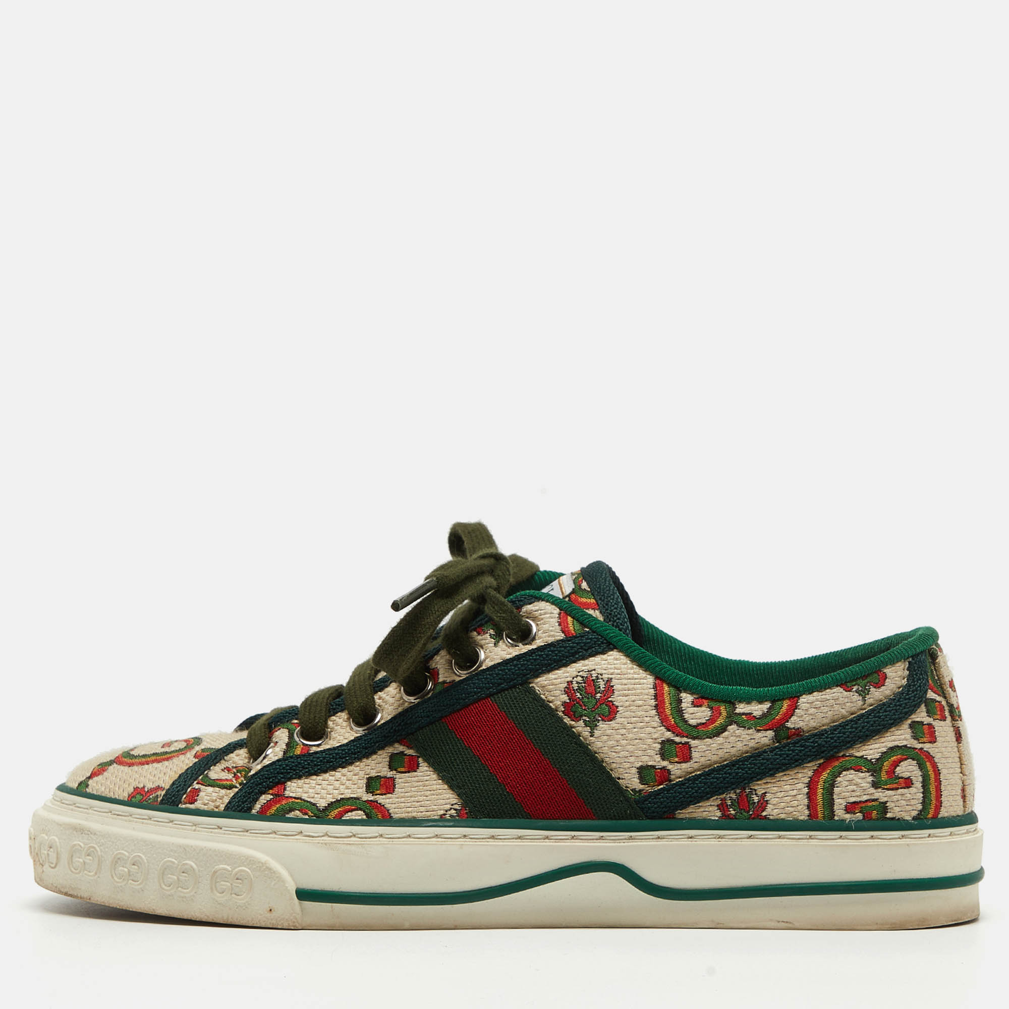 Gucci multicolor gg canvas tennis 1977 low top sneakers size 35.5