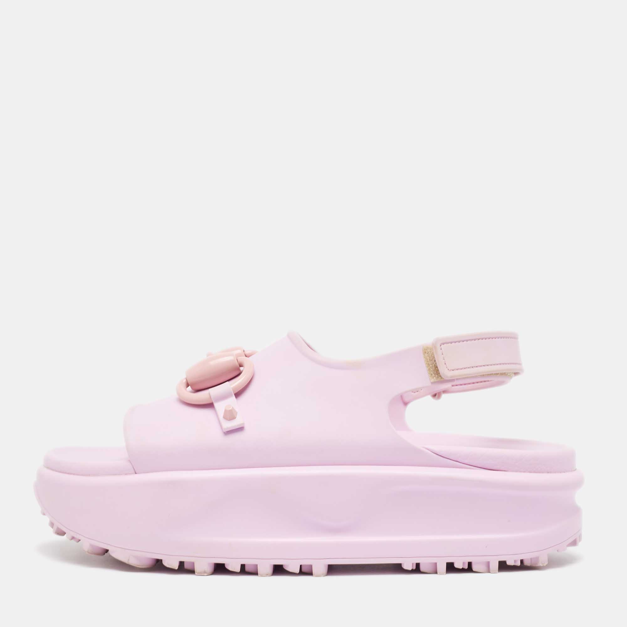 Gucci purple rubber slingback sandals size 38