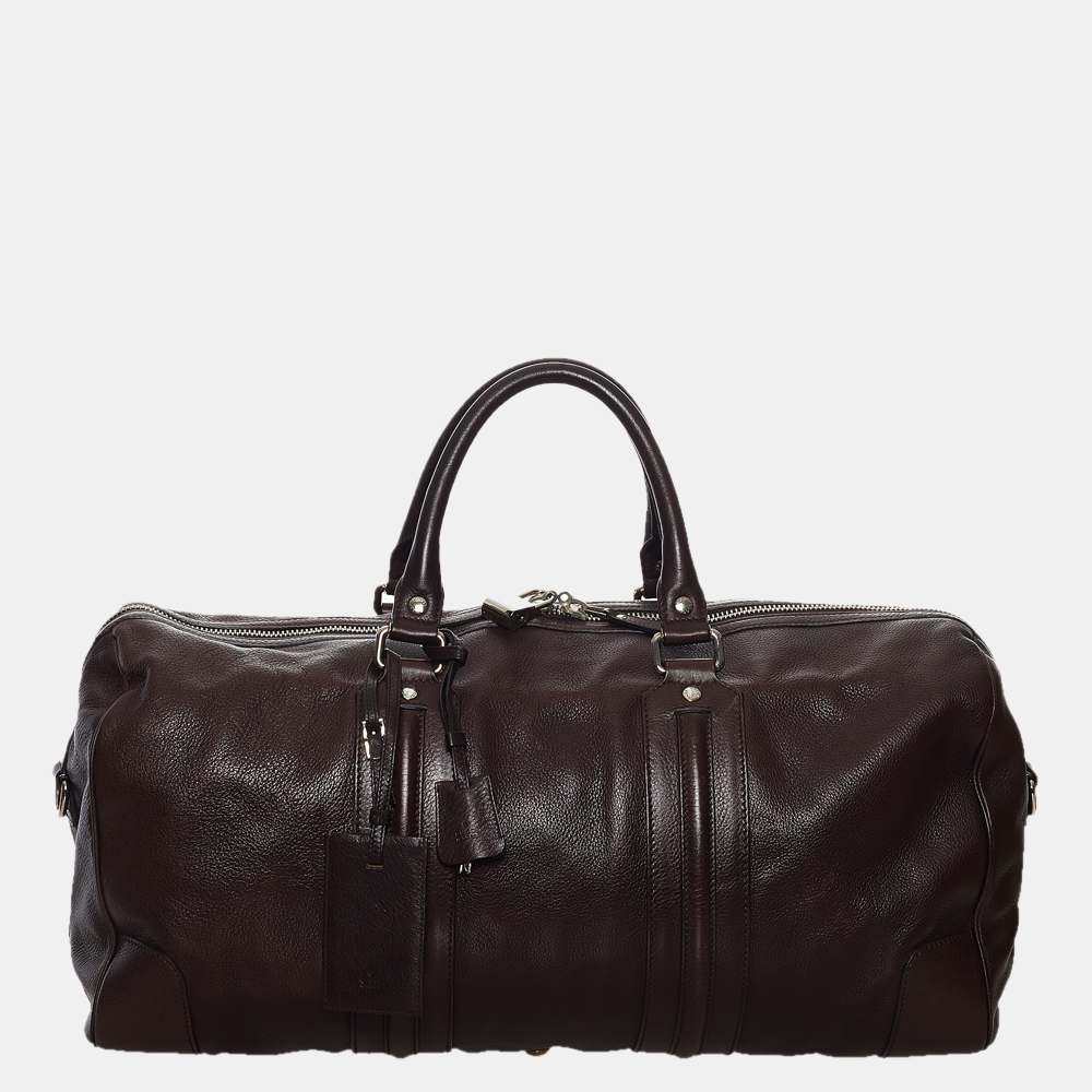 Gucci Brown Leather Travel Bag
