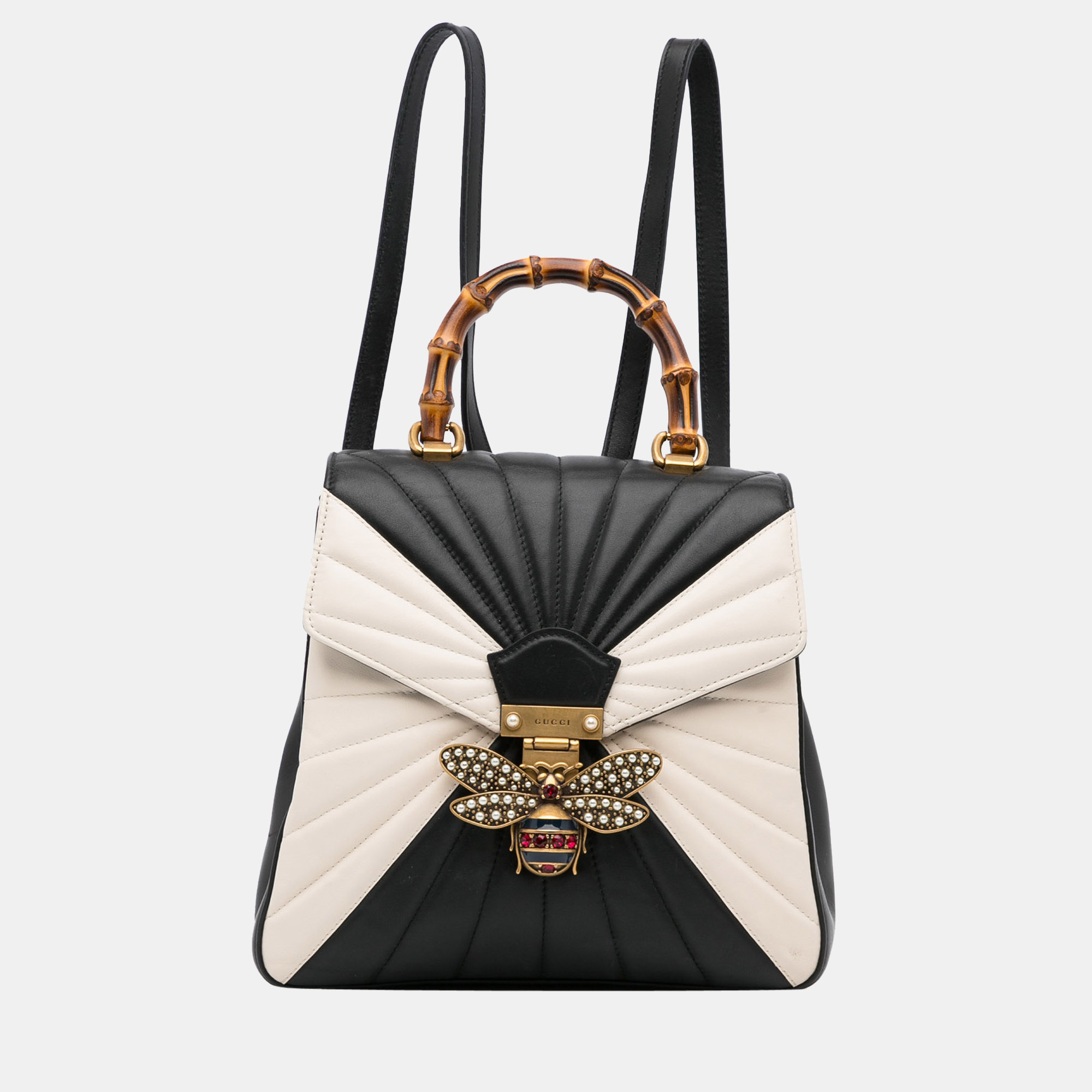 Gucci Black/White Bamboo Queen Margaret Backpack