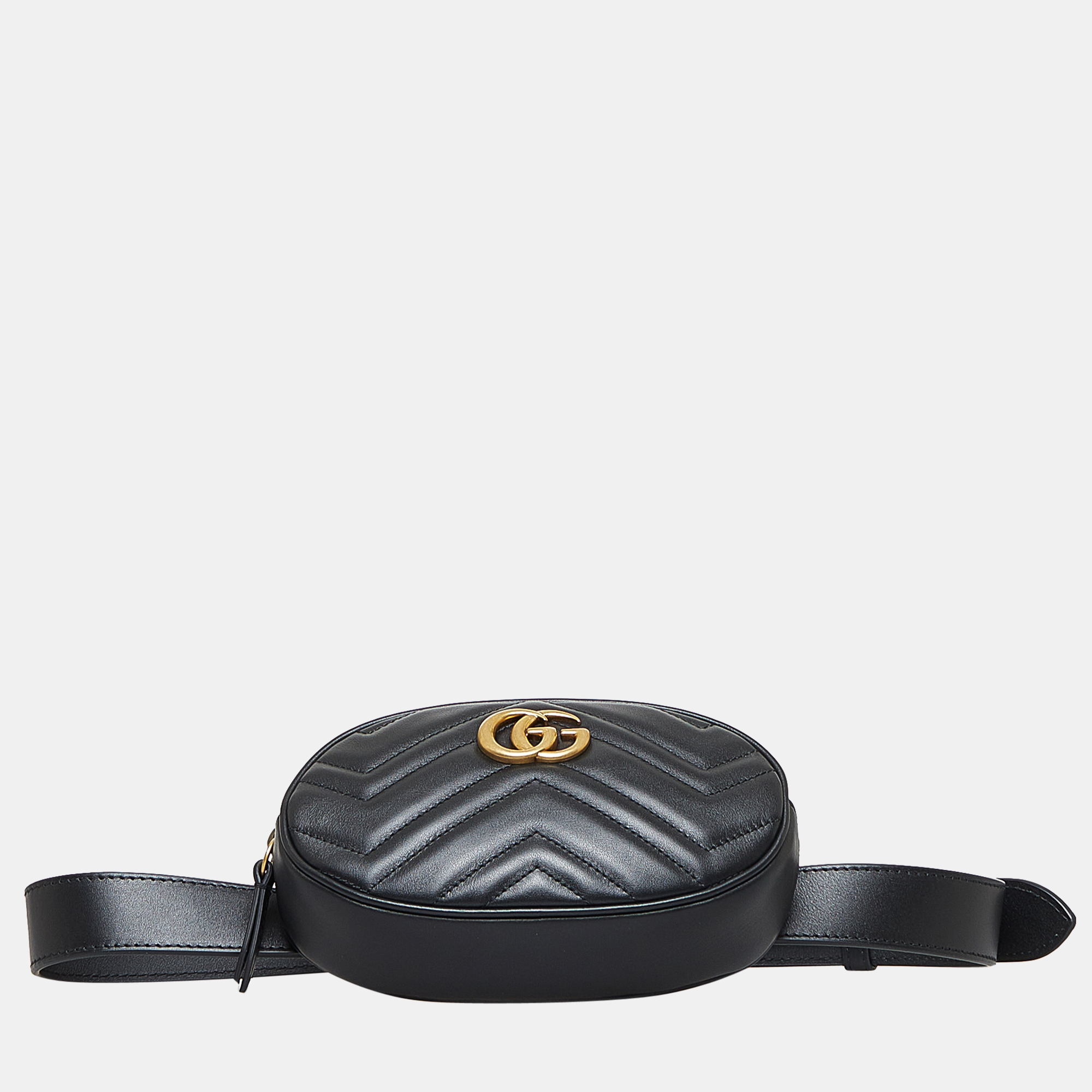 Gucci Black Gg Marmont Matelasse Belt Bag