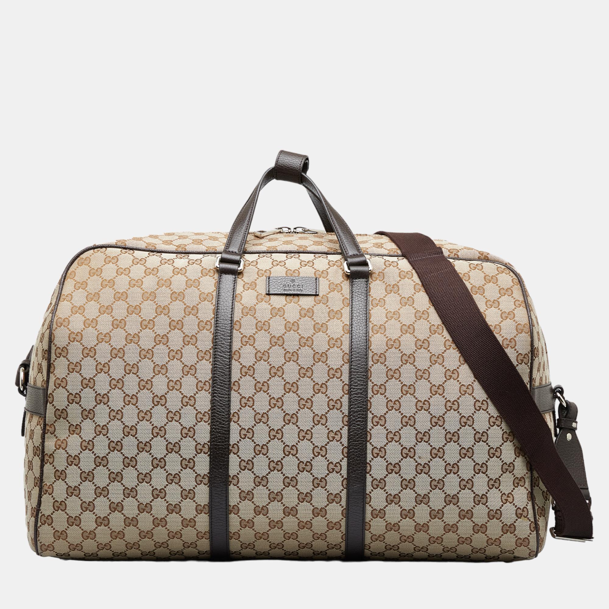 Gucci Brown GG Canvas Travel Bag