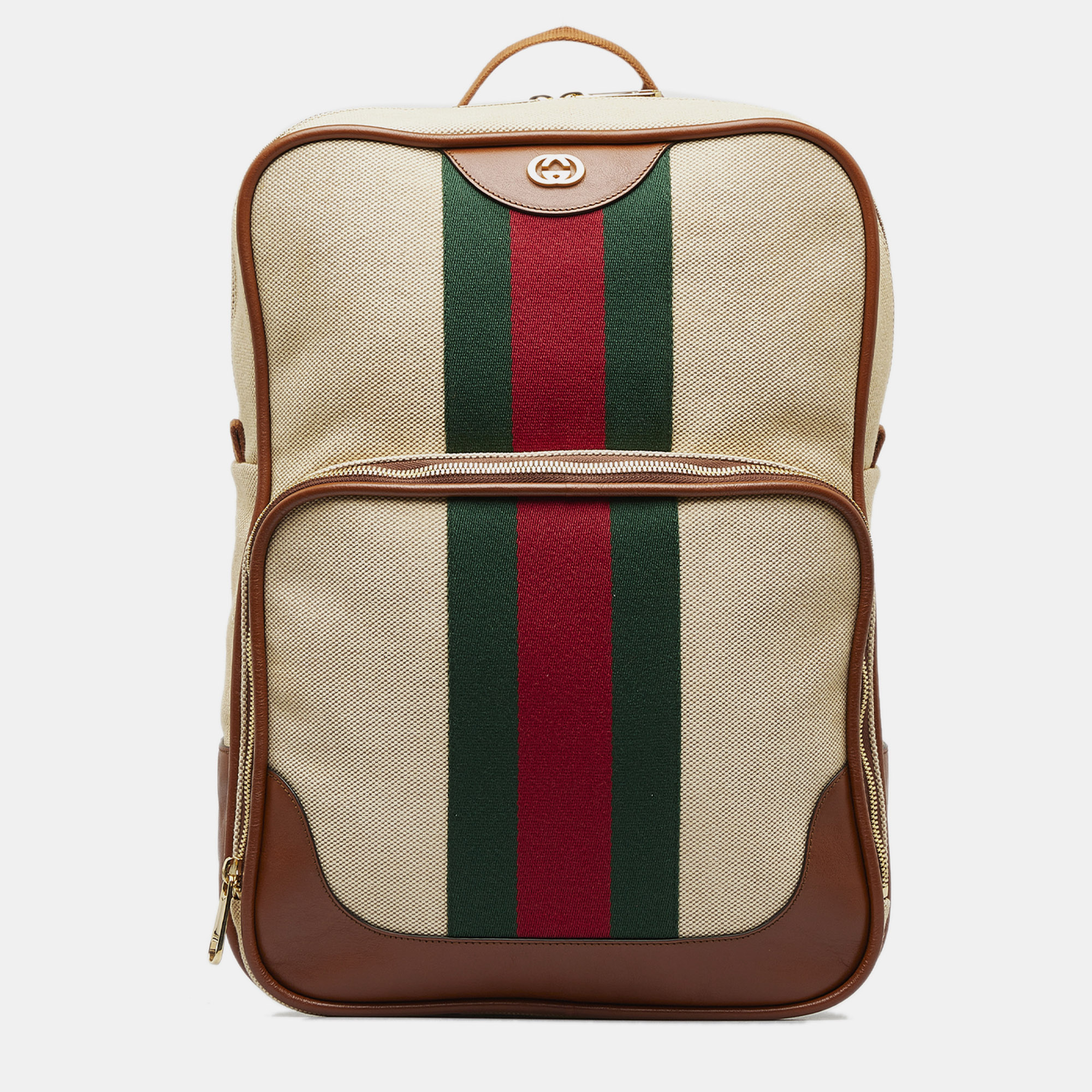 Gucci Beige Web Canvas Backpack