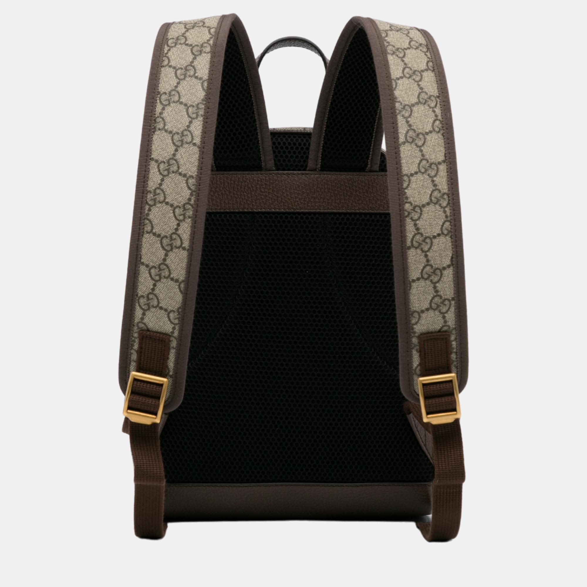 Gucci Beige/Brown Small GG Supreme Ophidia Backpack
