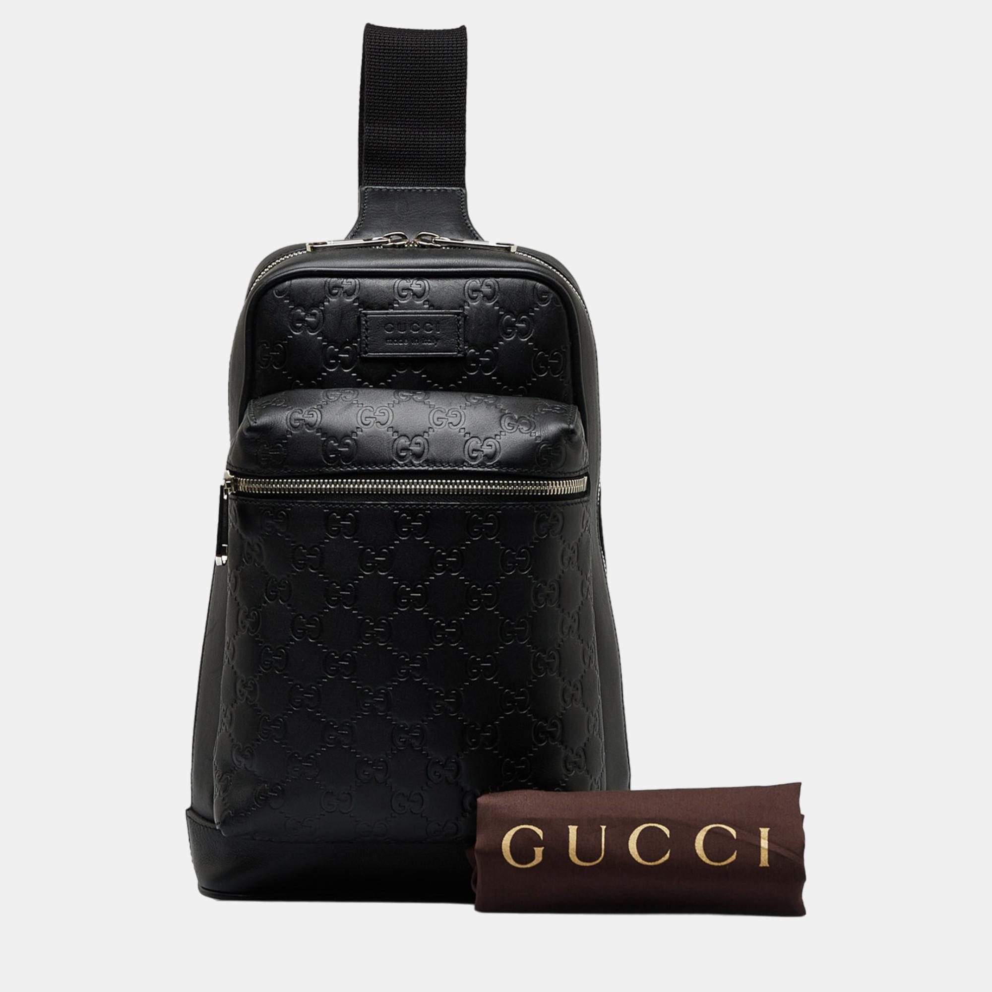 Gucci Black Guccissima Sling Backpack
