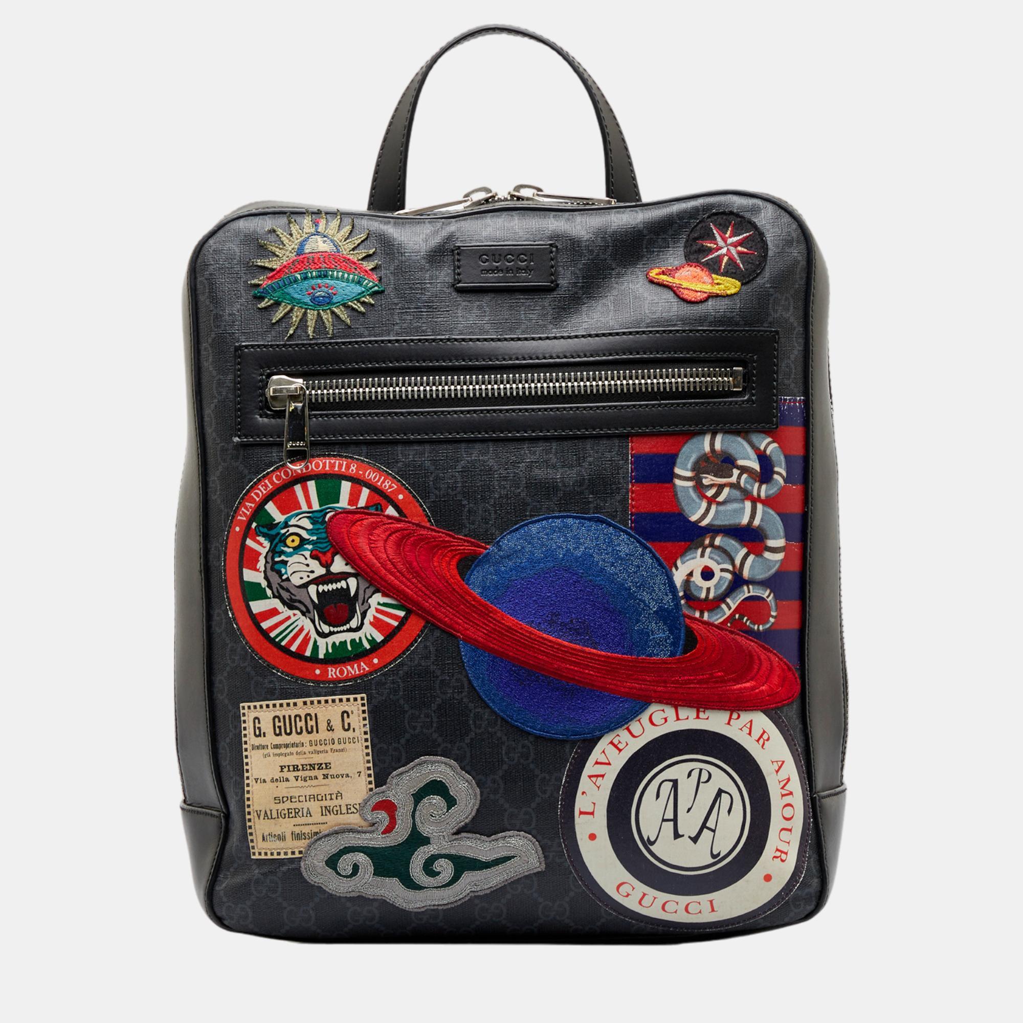 Gucci Black GG Supreme Night Courrier Backpack