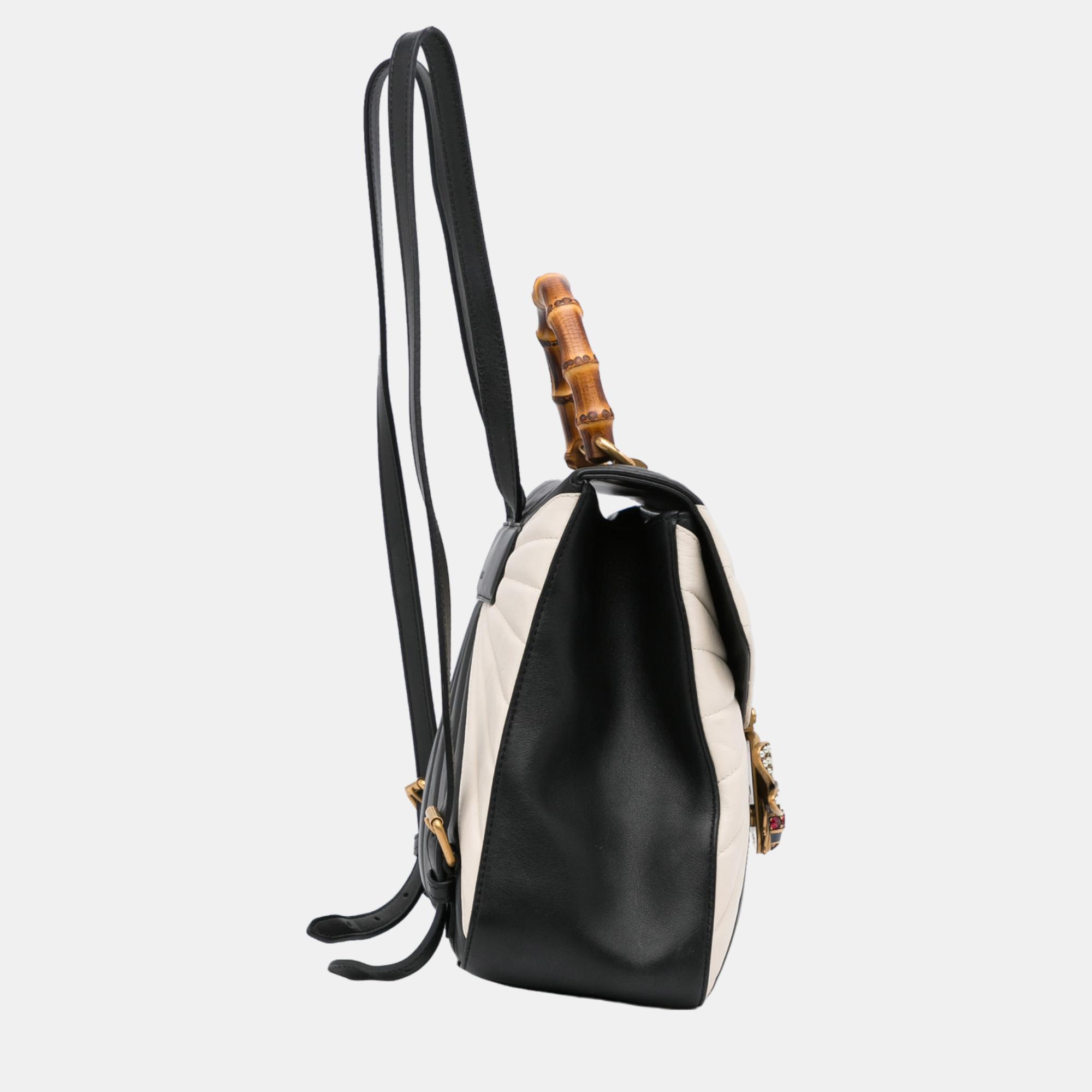 Gucci Black/White Bamboo Queen Margaret Backpack