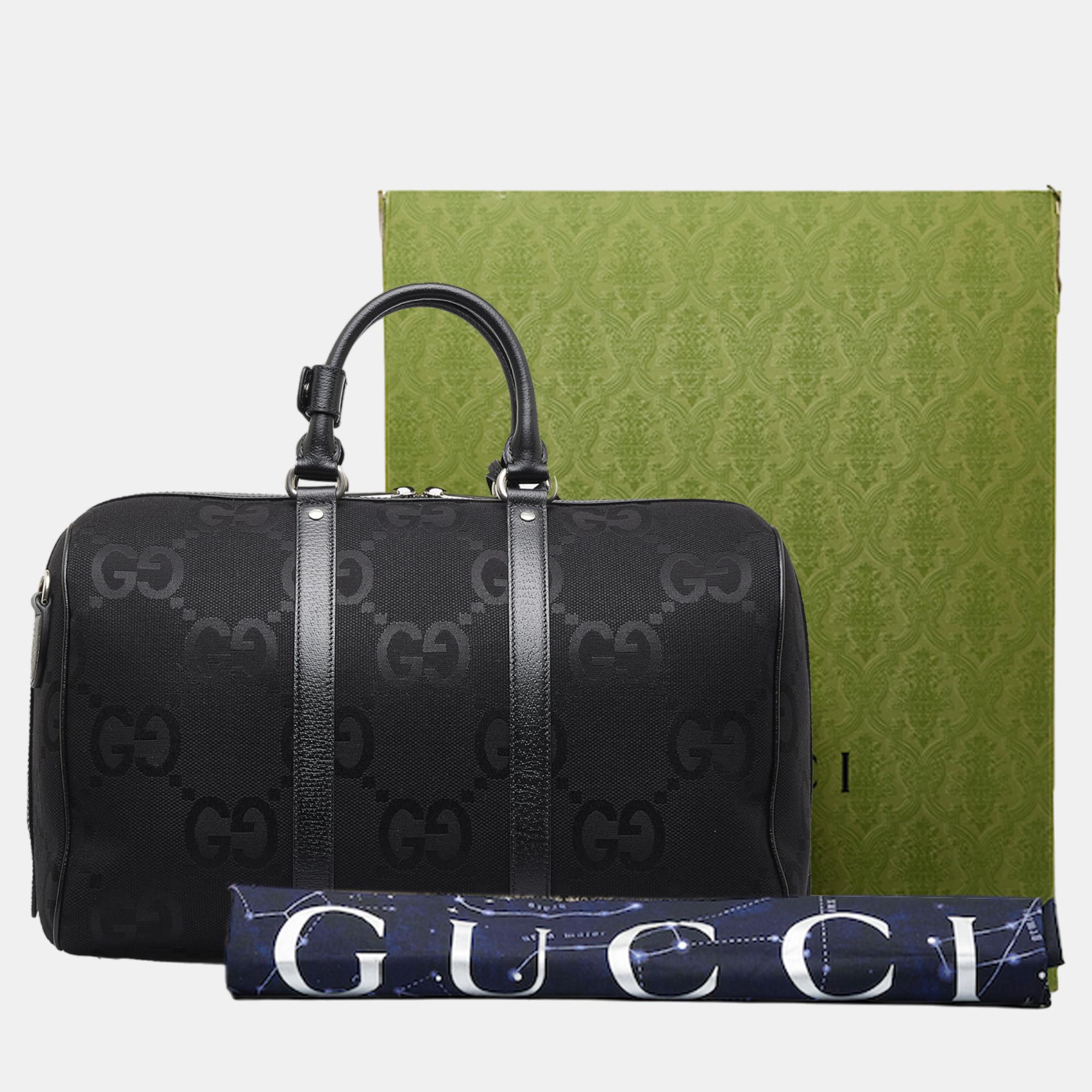Gucci Black Small Jumbo GG Canvas Duffle Bag