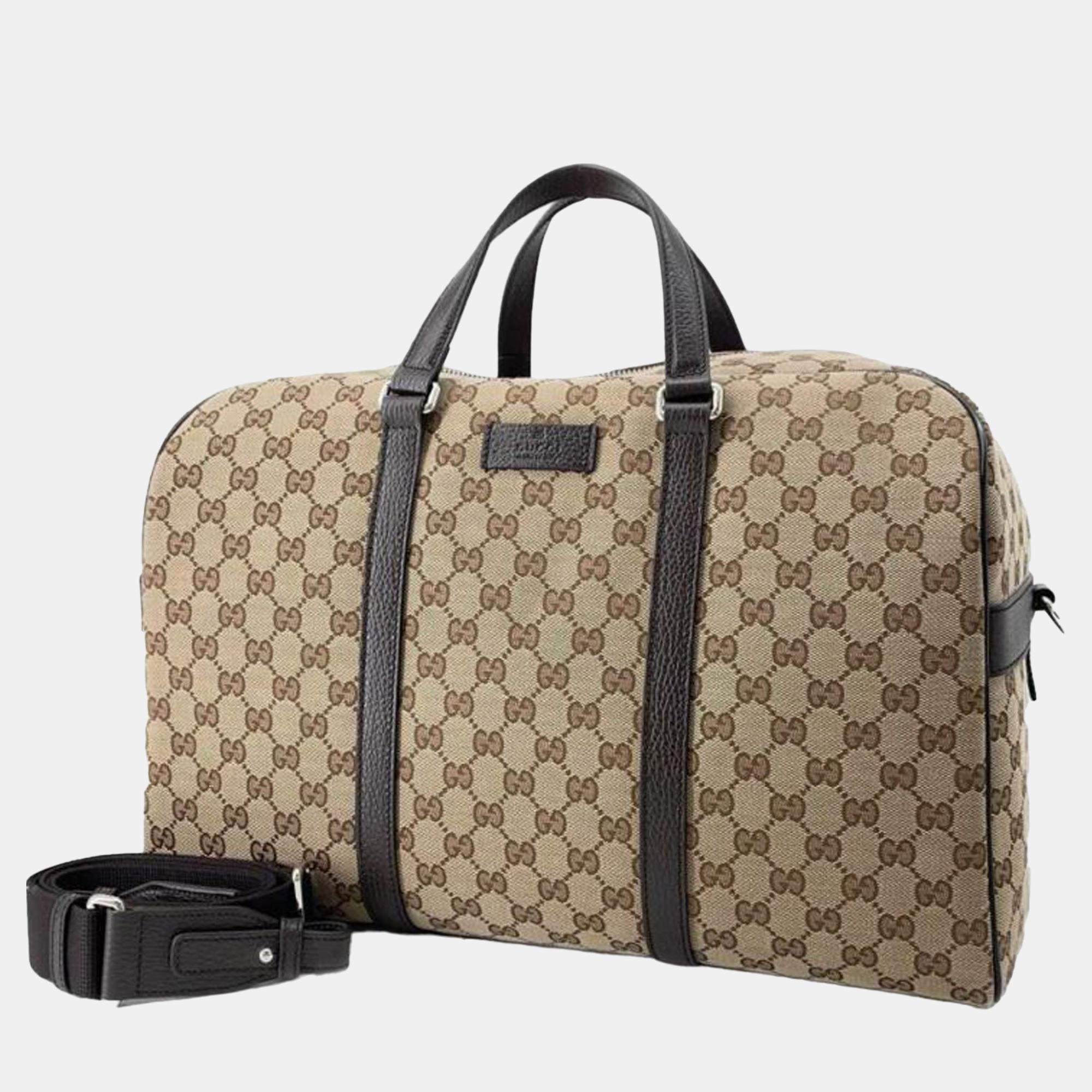 Gucci beige/brown gg canvas travel bag