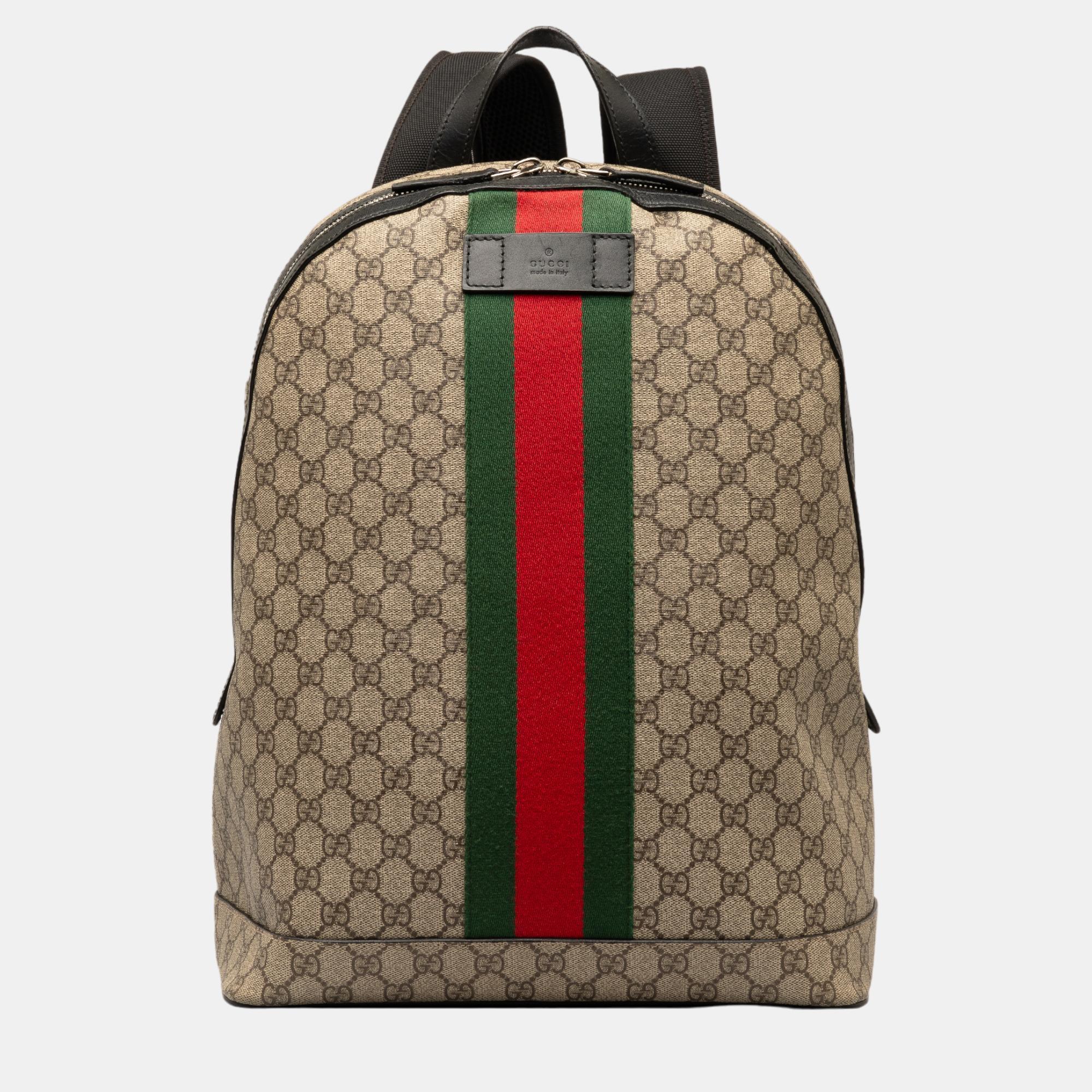 Gucci beige/brown gg supreme web backpack