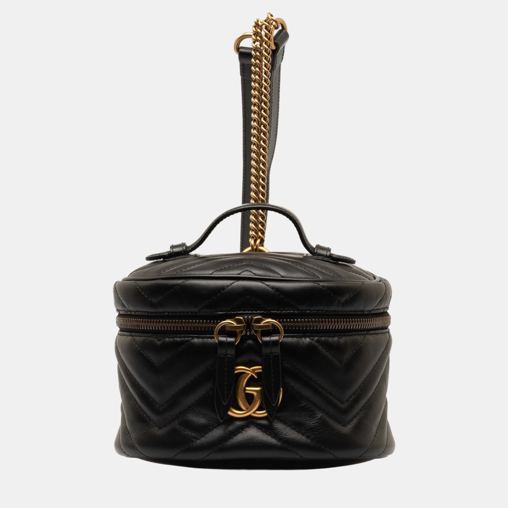 Gucci black gg marmont round backpack