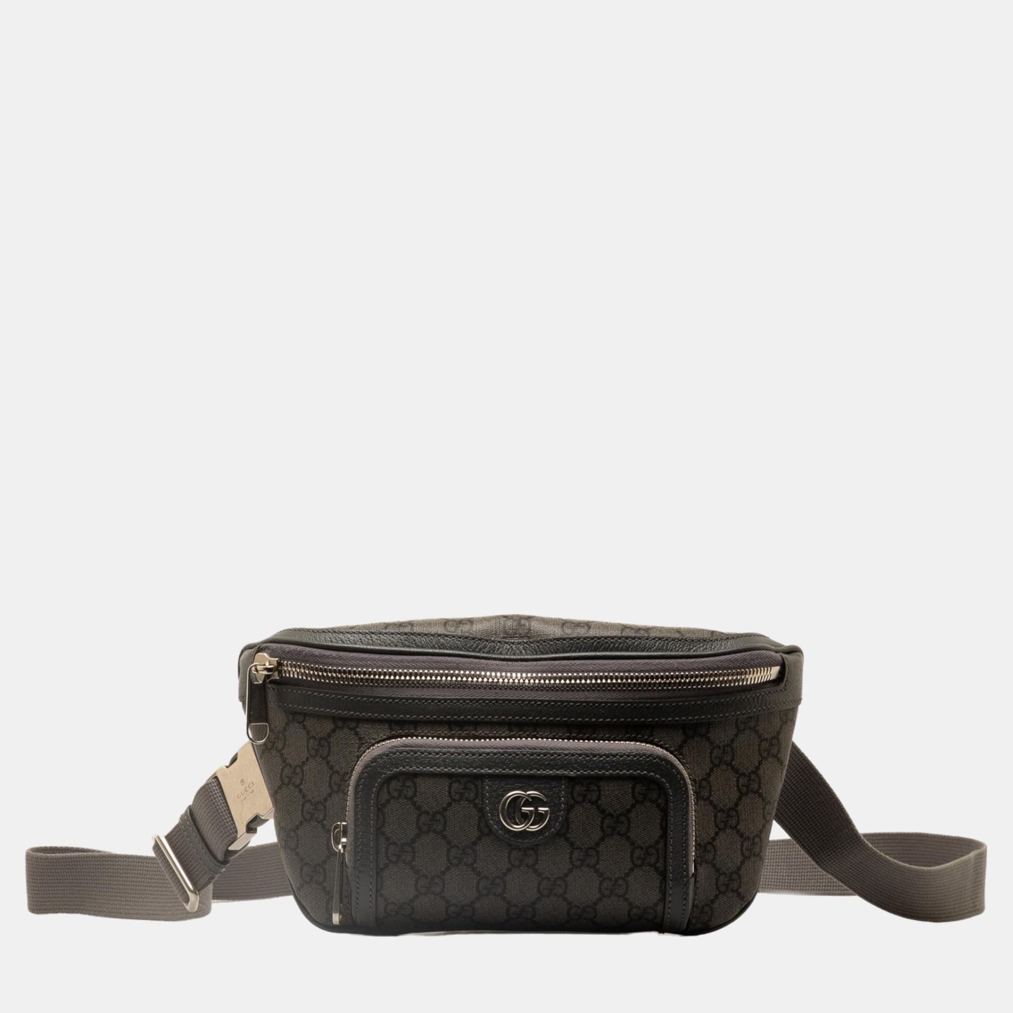 Gucci grey gg supreme ophidia belt bag