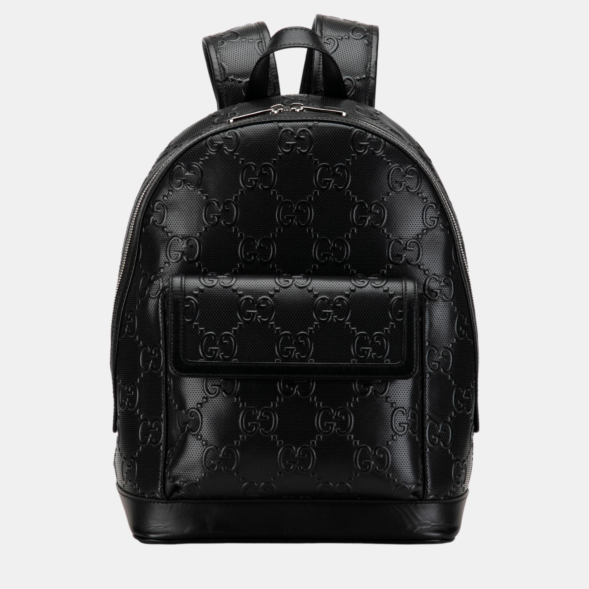Gucci black gg embossed tennis backpack