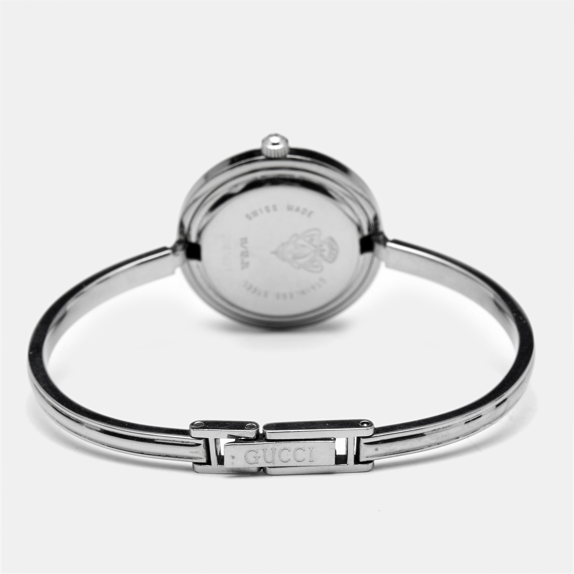 Gucci White Stainless Steel Vintage Interchangeable Bezel 11/12.2L Women's Wristwatch 26 Mm