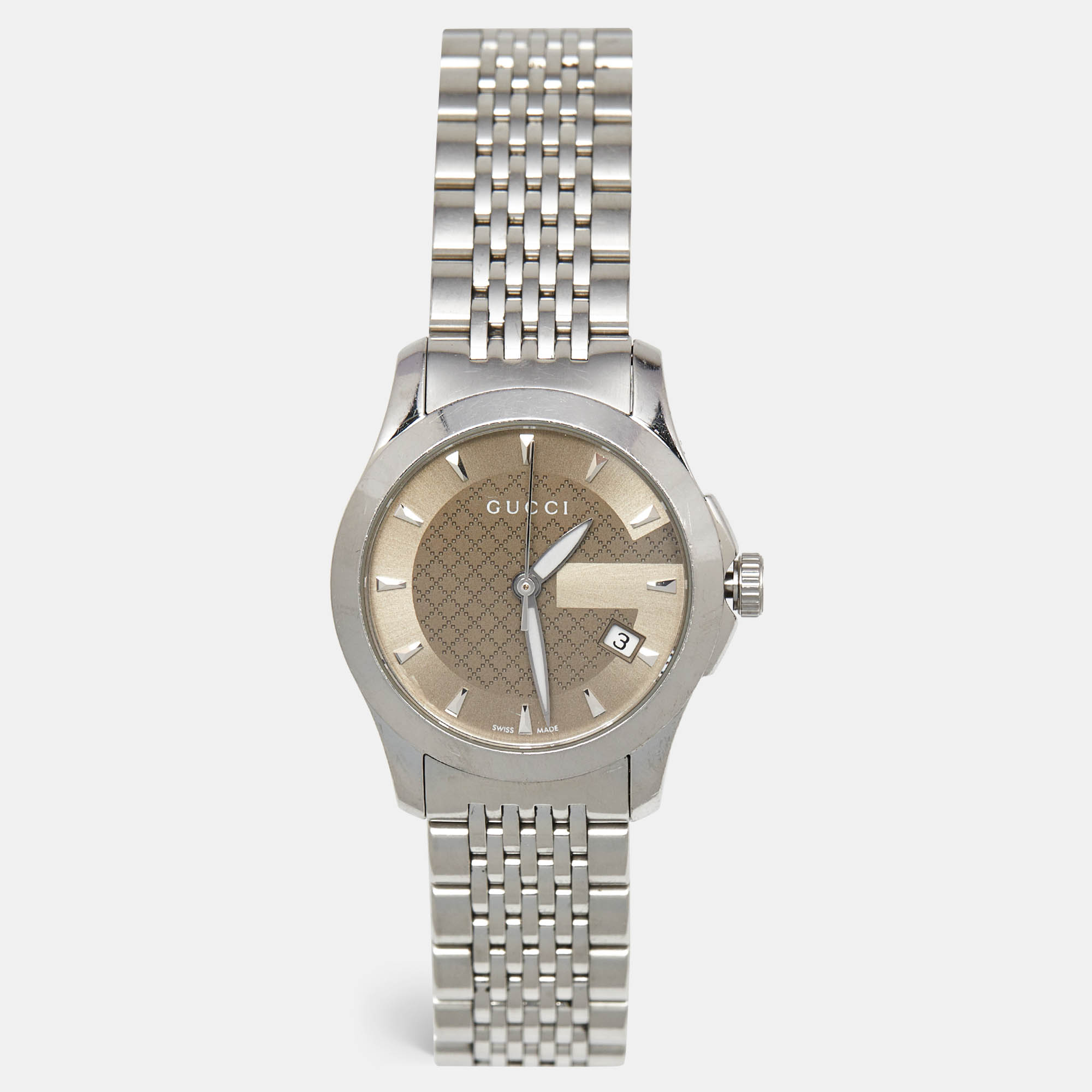 Gucci Brown Stainless Steel G-Timeless YA126503 Women's Wristwatch, Silver
Gucci Brown Stainless Steel G-Timeless YA126503 Women's Wristwatch, Silver