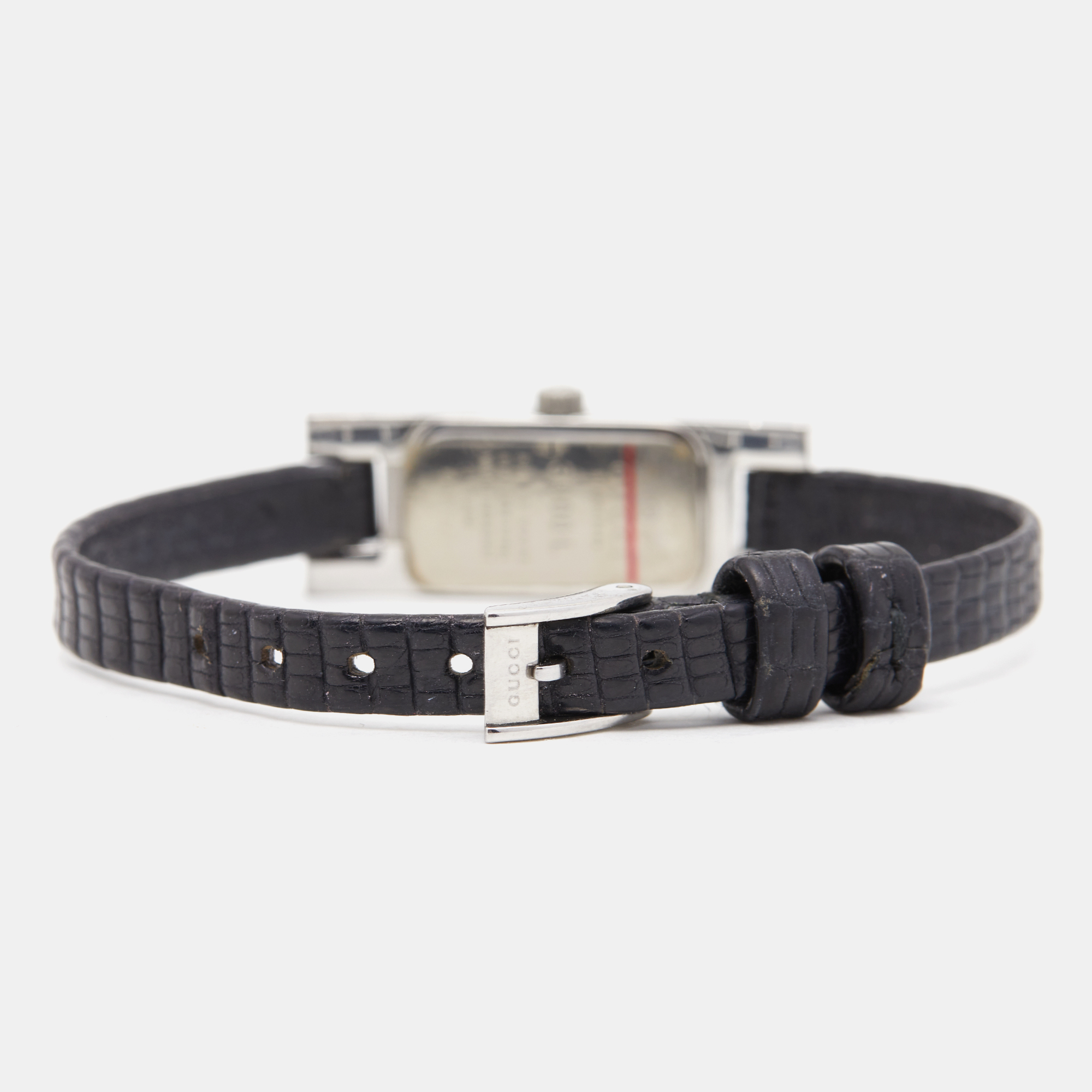 Gucci Black Stainless Steel Lizard 3900L Women's Wristwatch 12 Mm