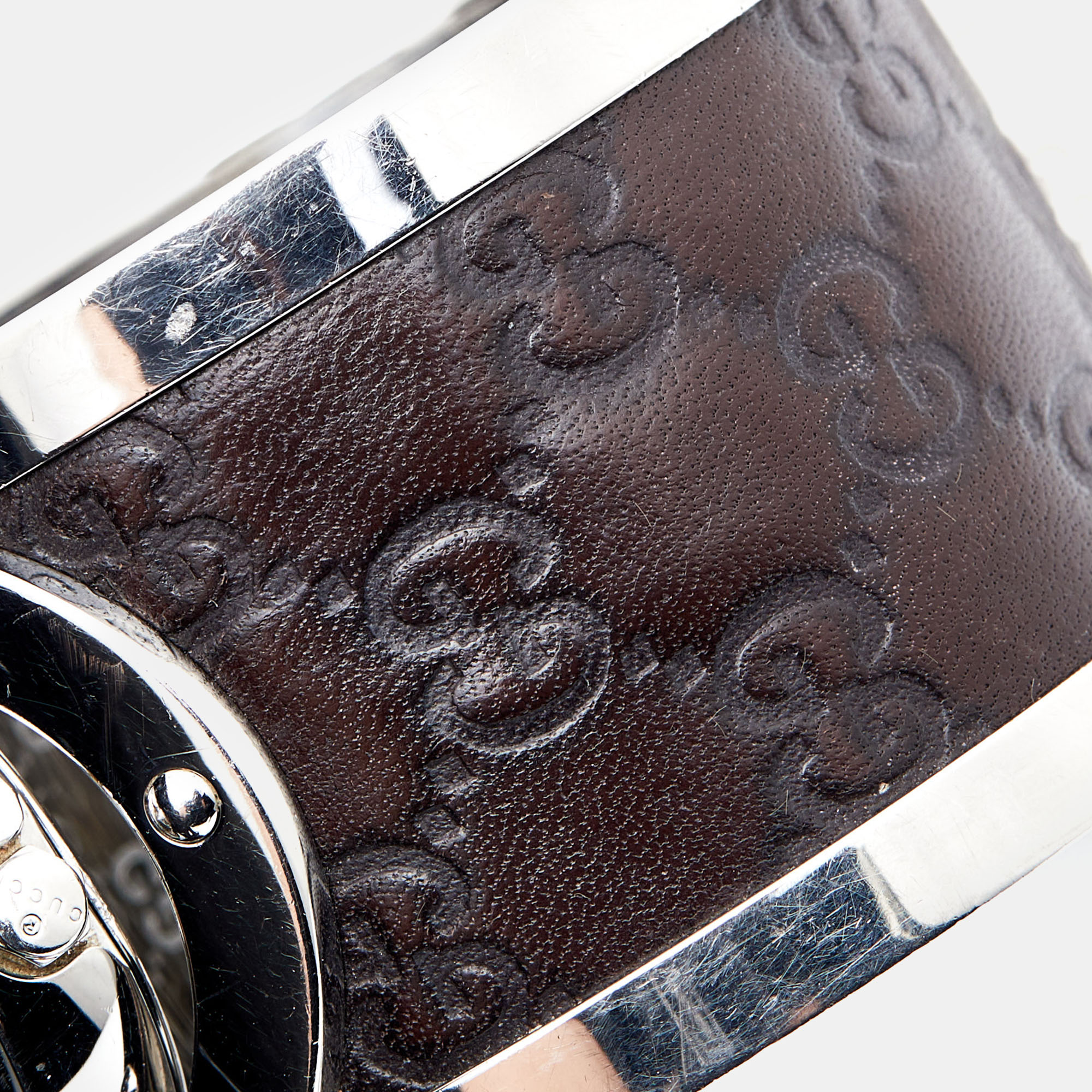 Gucci Bronze Stainless Steel Leather Twirl YA112433 Women's Wristwatch 23 Mm