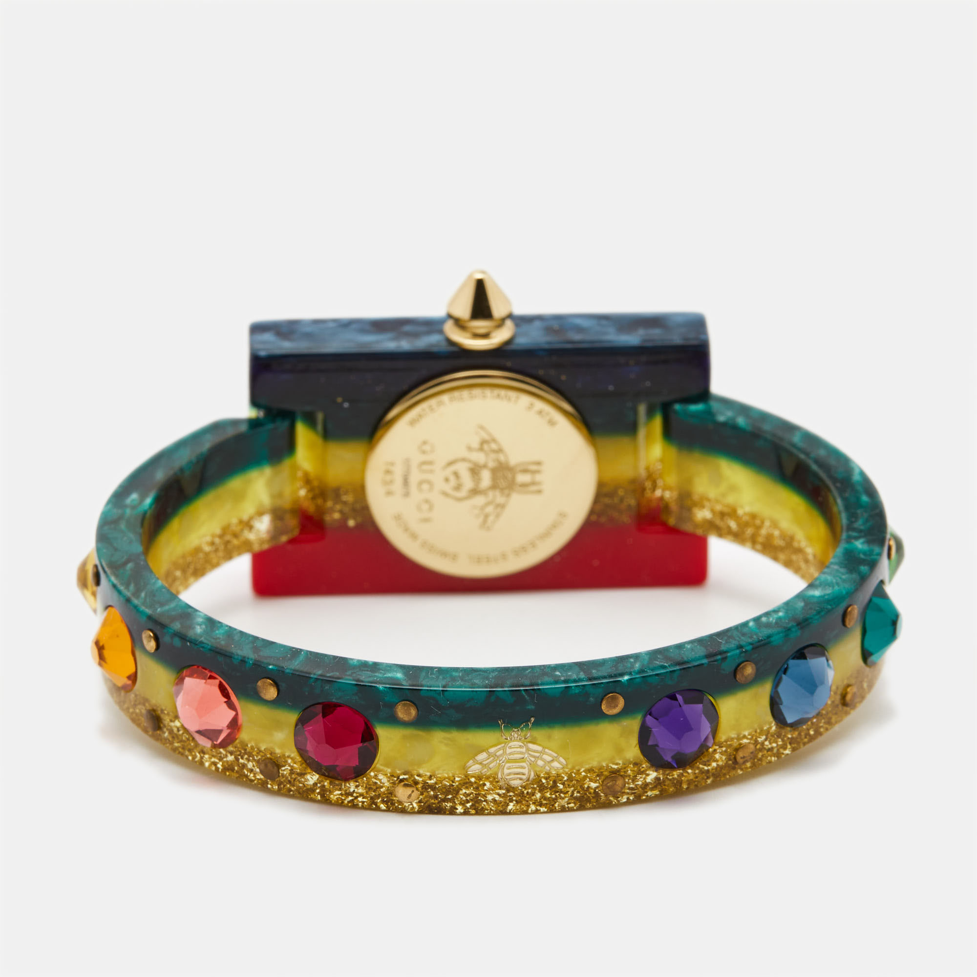Gucci Mother Of Pearl Multicolor Plexiglass Vintage Web YA143520 Women's Wristwatch 24 Mm
